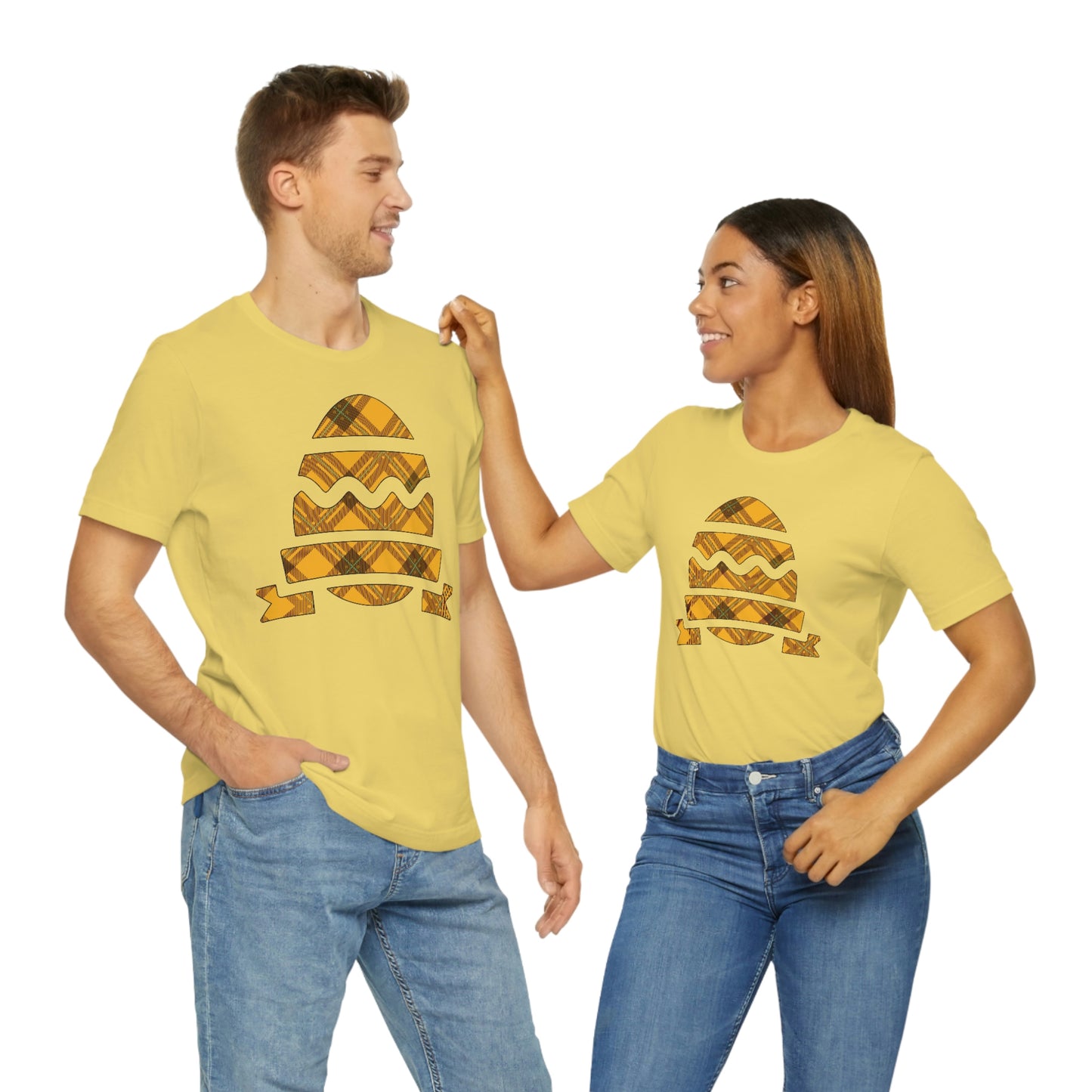 Plaid Egg Easter Spring Unisex Jersey Short Sleeve Tee