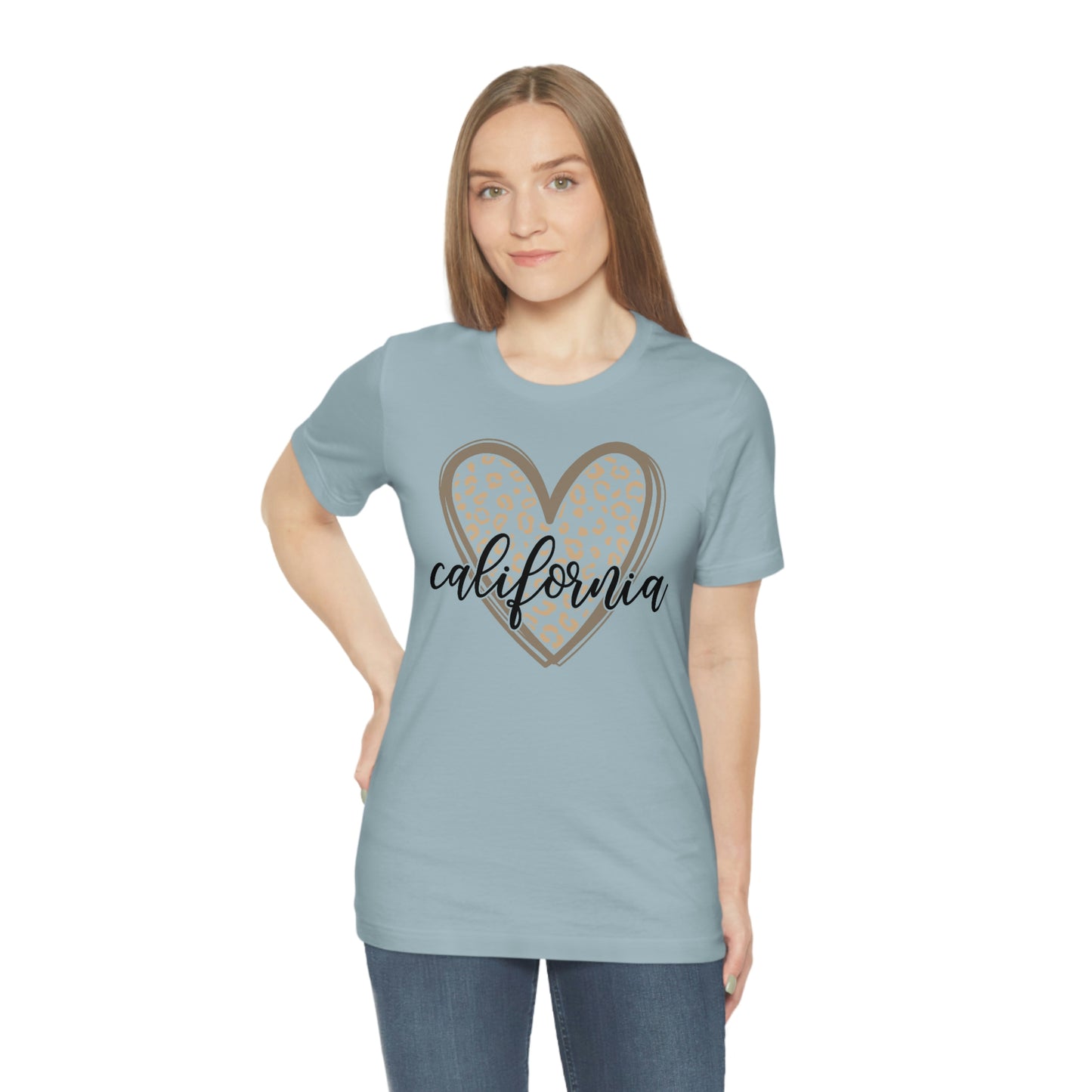 California Heart Gold Leopard Unisex Jersey Short Sleeve Tee Tshirt T-shirt