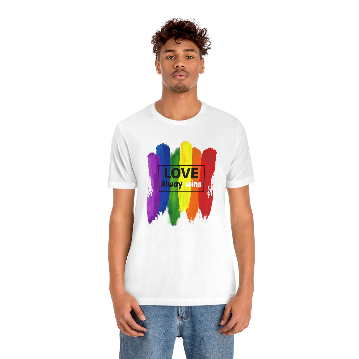 Love Always Wins LGBTQIA Print Unisex Jersey Short Sleeve Tee
