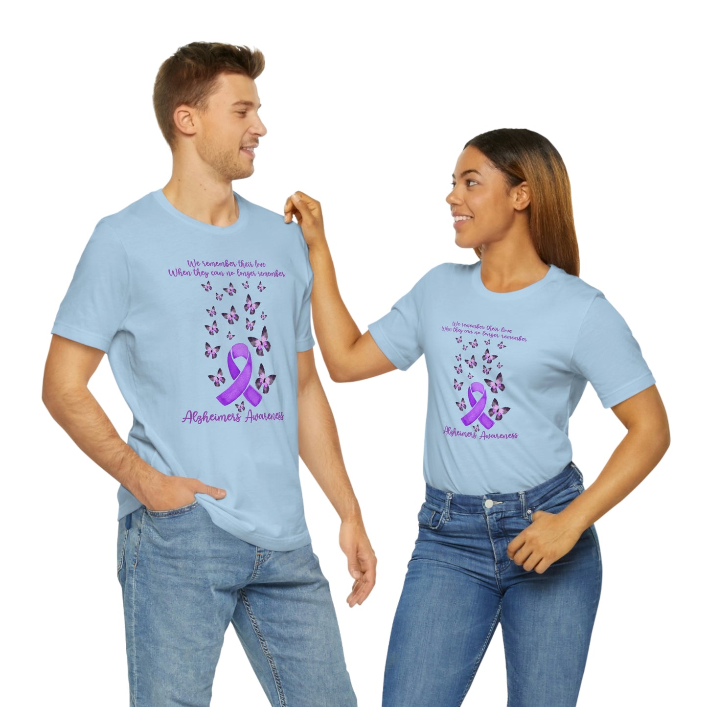 We Remember Their Love When They Can No Longer Remember Alzheimer's Awareness Print Unisex Jersey Short Sleeve Tee