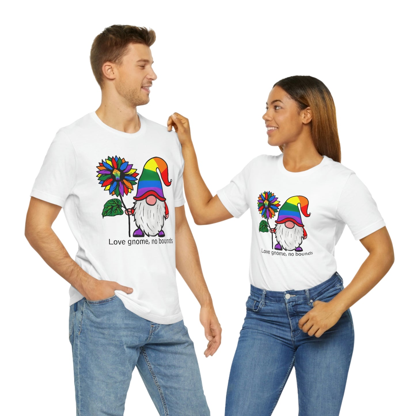 Love Gnomes No Bounds LGBTQIA Print Unisex Jersey Short Sleeve Tee