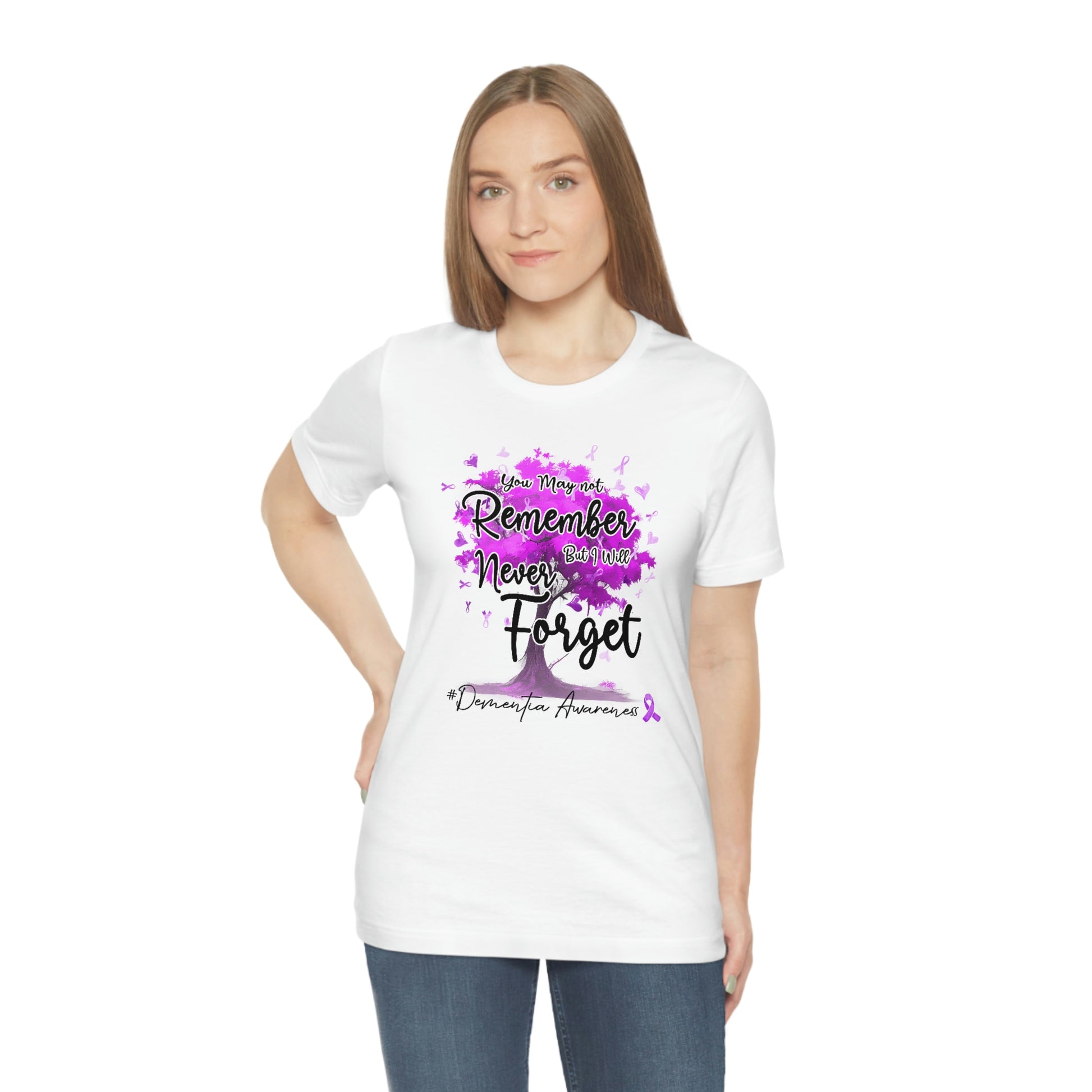 You May Not Remember But I Will Never Forget Dementia Awareness Print Unisex Jersey Short Sleeve Tee