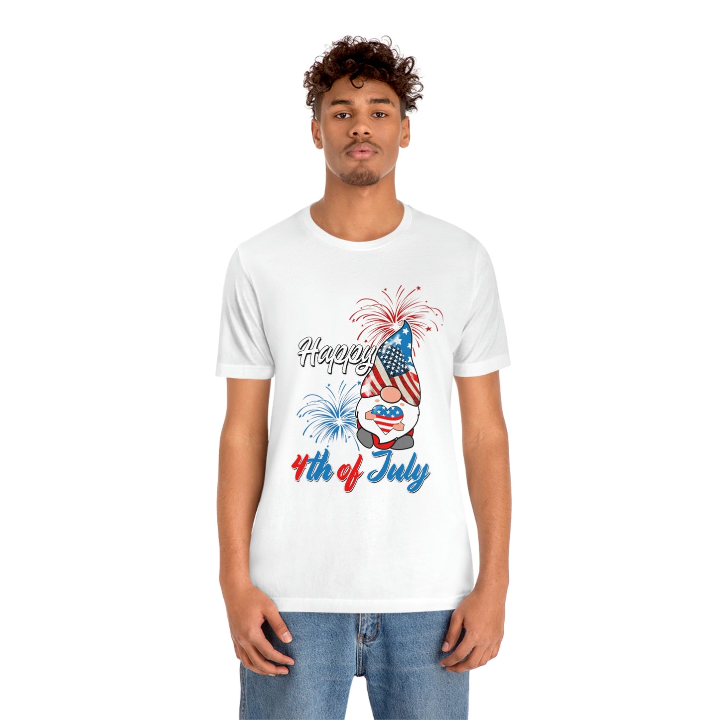 Gnome Happy 4th of July Independence Day Unisex Jersey Short Sleeve Tee