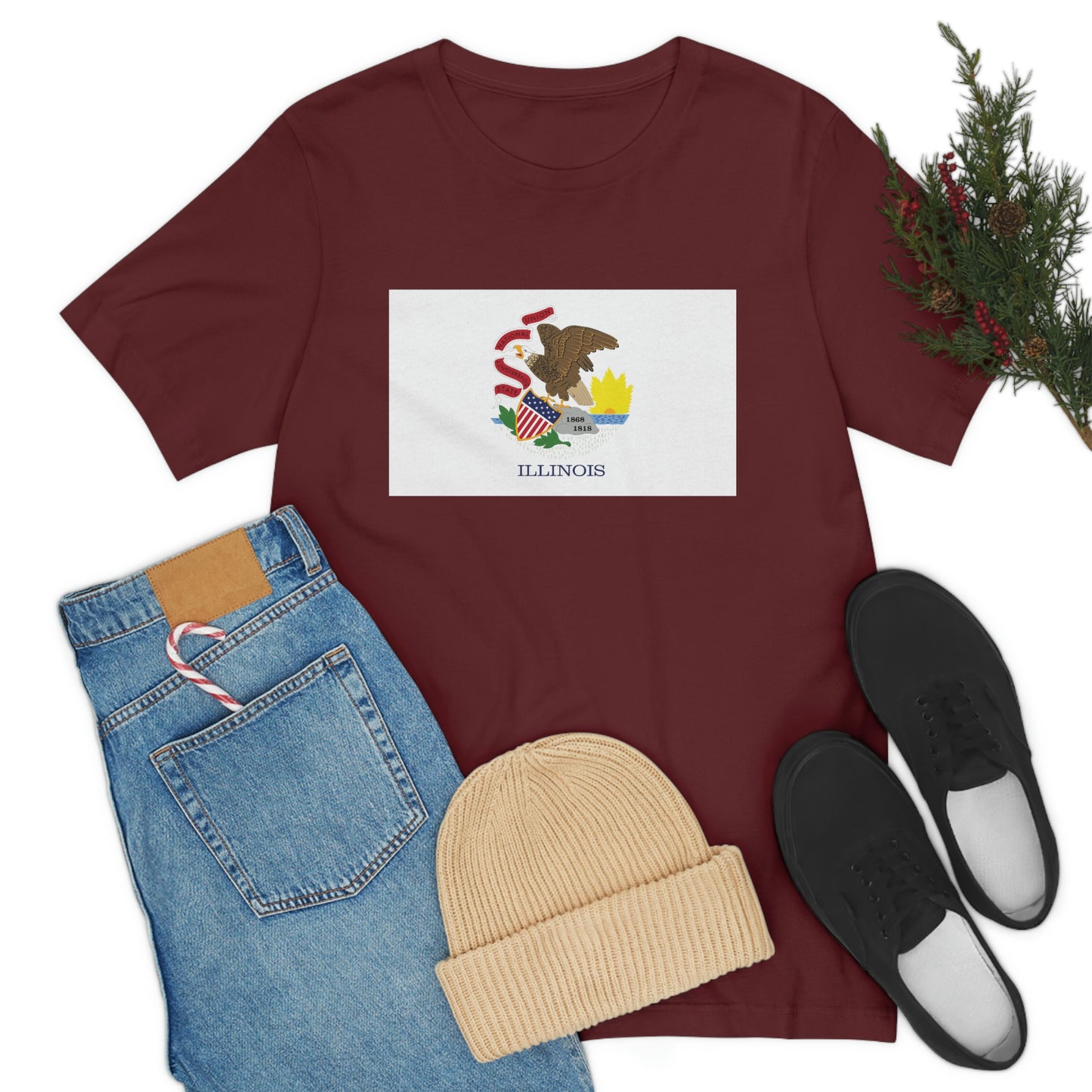 Illinois Flag Unisex Jersey Short Sleeve Tee Tshirt T-shirt
