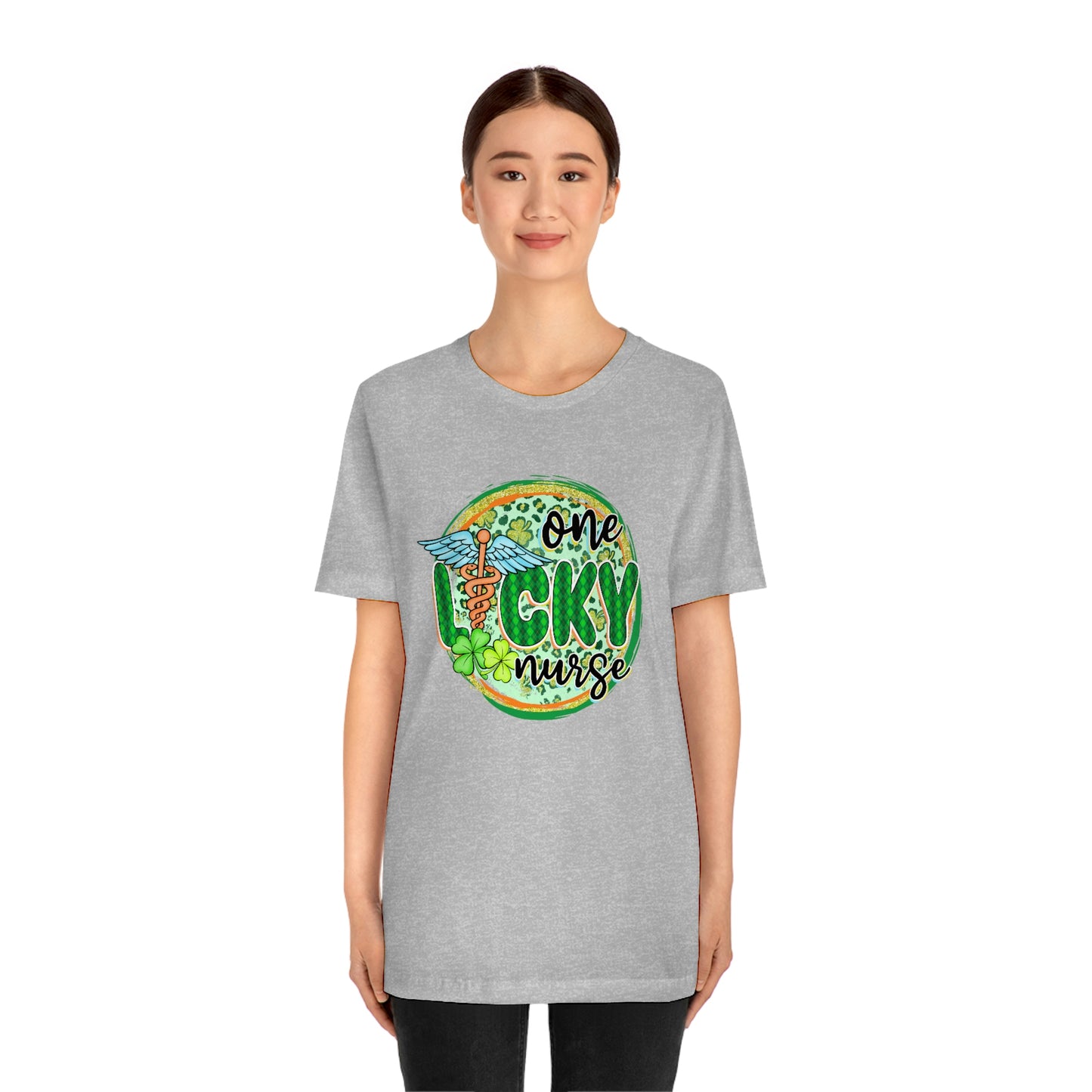 One Lucky Nurse Caduceus St. Patrick's Day Unisex Jersey Short Sleeve Tee