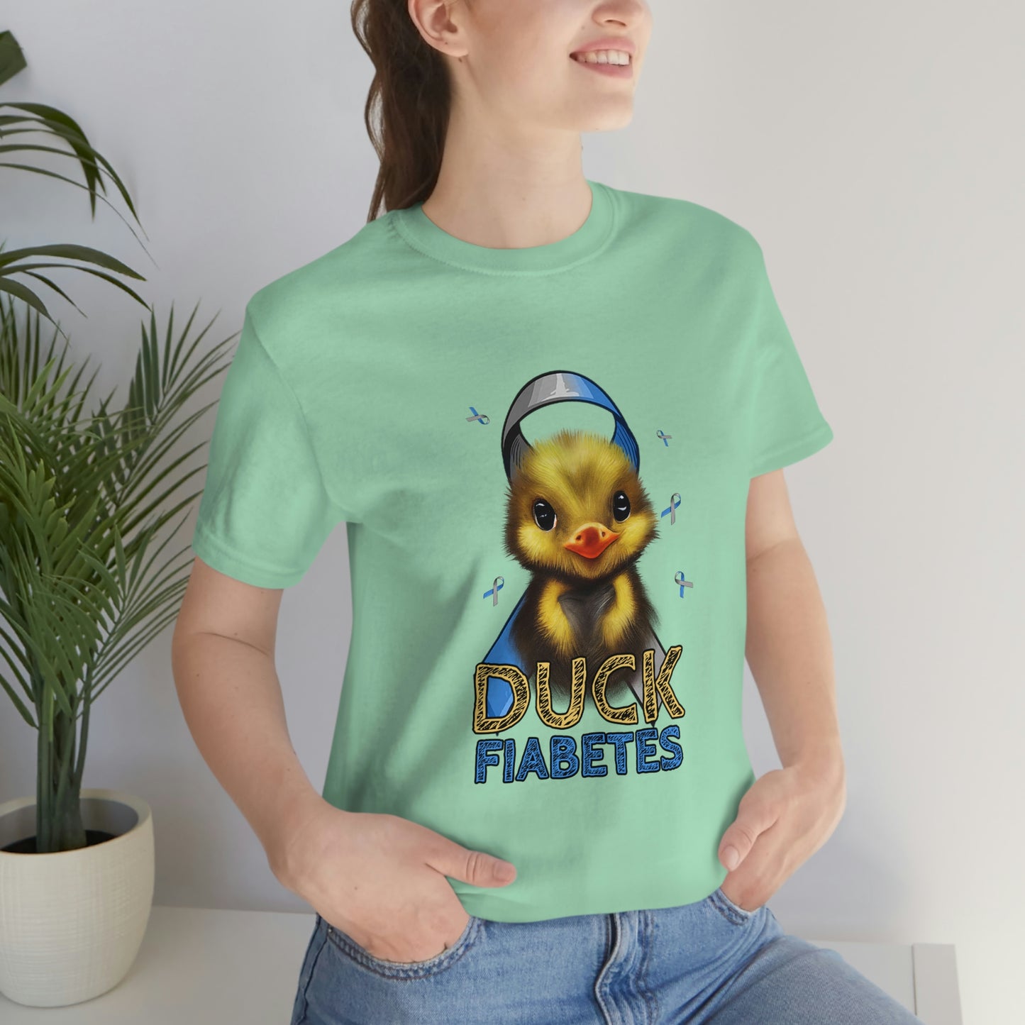Duck Fiabetes Diabetes Awareness Print Unisex Jersey Short Sleeve Tee