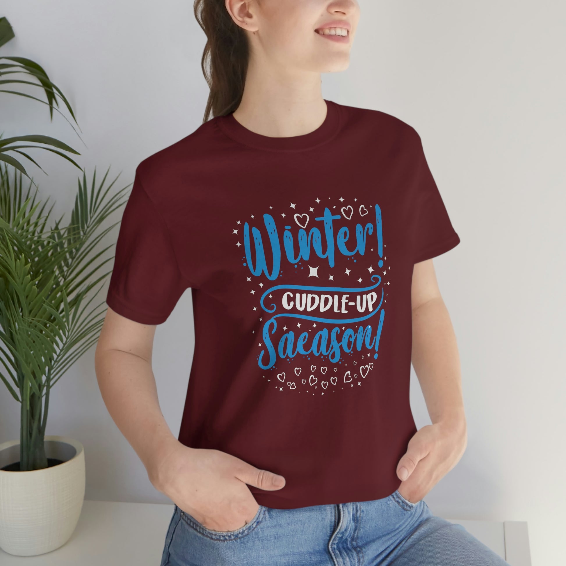Winter Cuddle Up Season Print Unisex Jersey Short Sleeve Tee