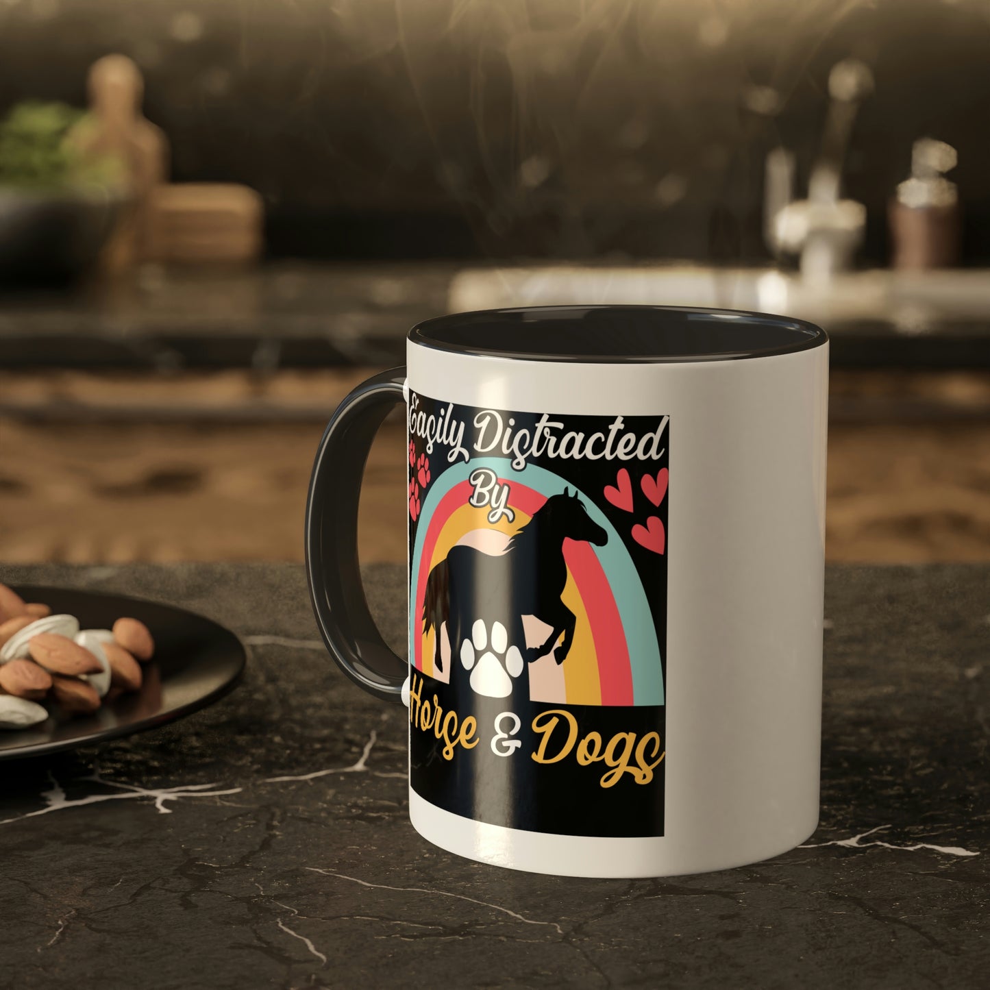Easily Distracted by Horses and Dogs Accent Mug, 11oz