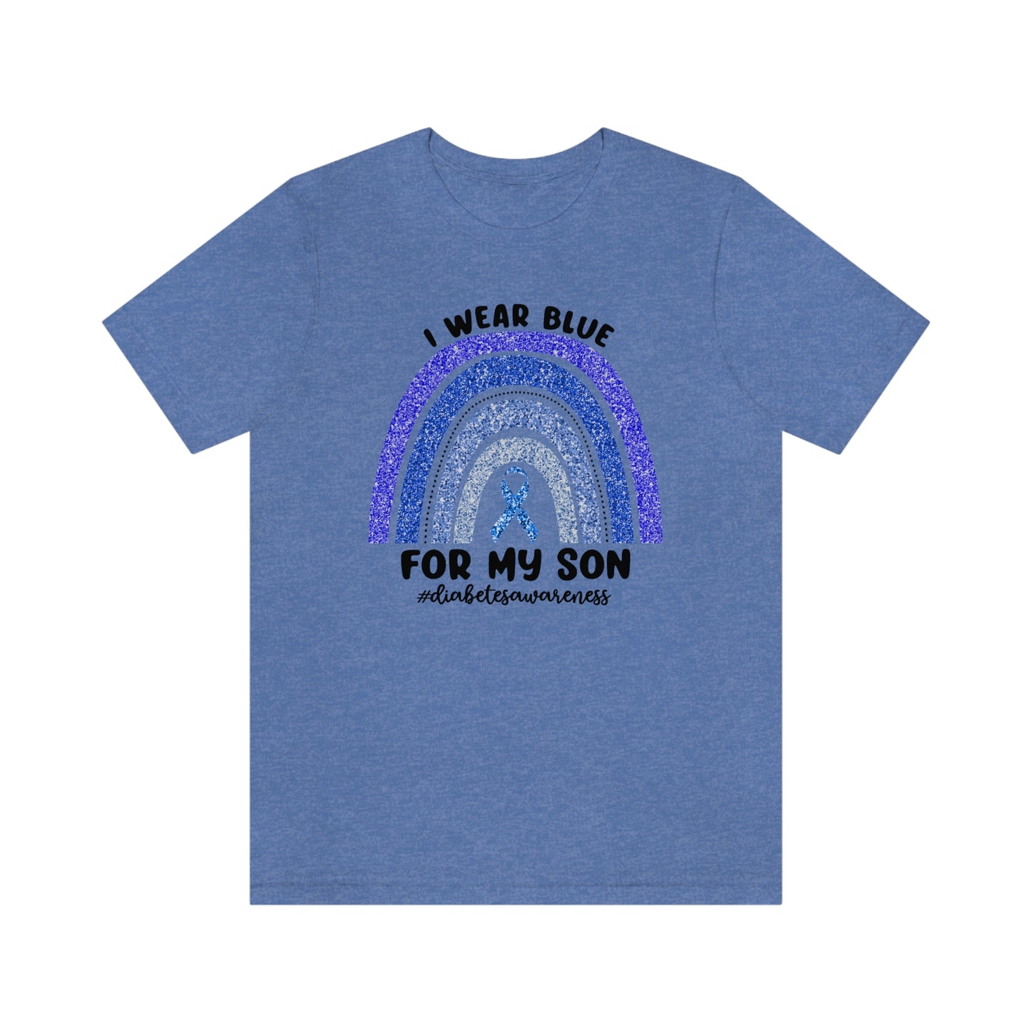 I Wear Blue For My Son Diabetes Awareness Print Unisex Jersey Short Sleeve Tee