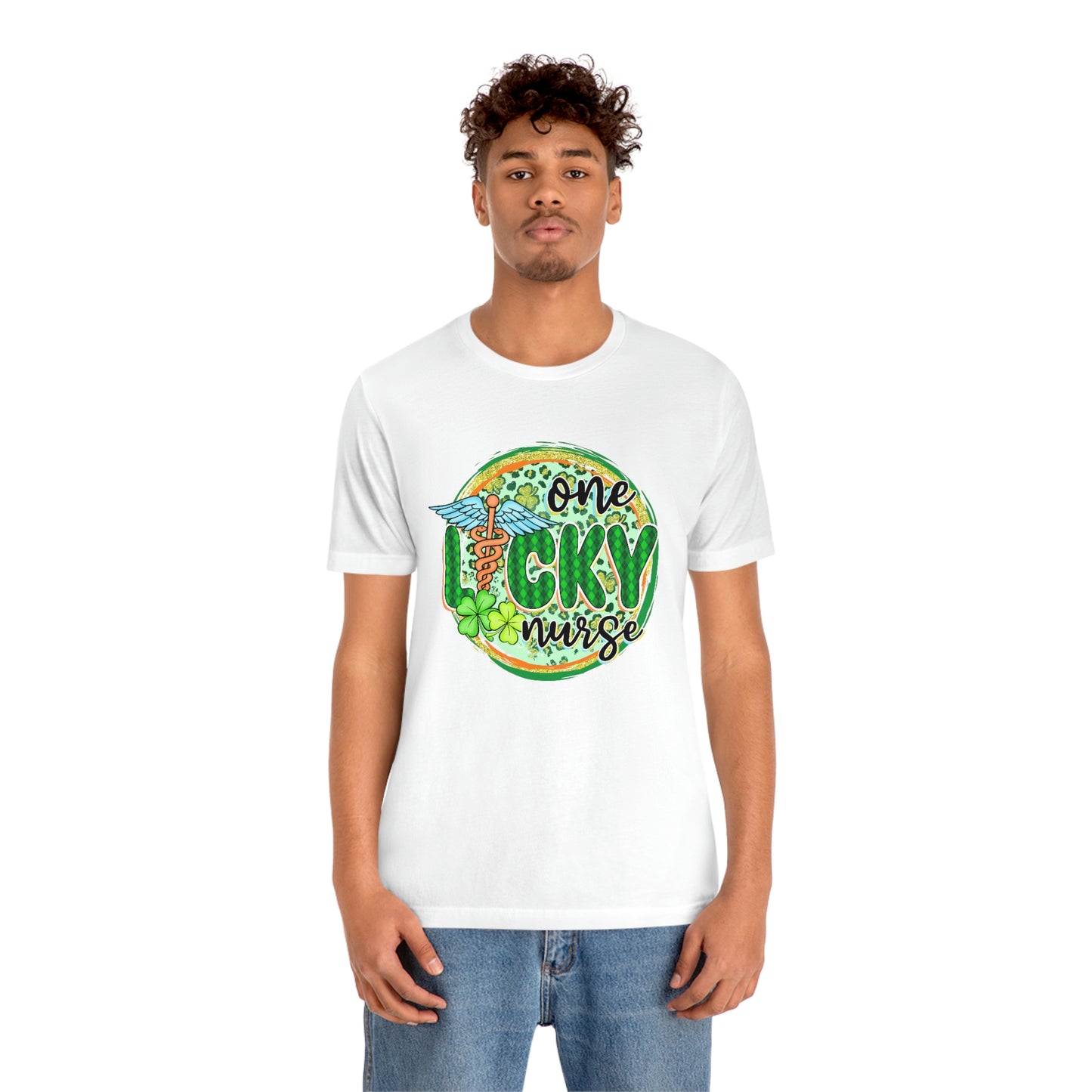 One Lucky Nurse Caduceus St. Patrick's Day Unisex Jersey Short Sleeve Tee