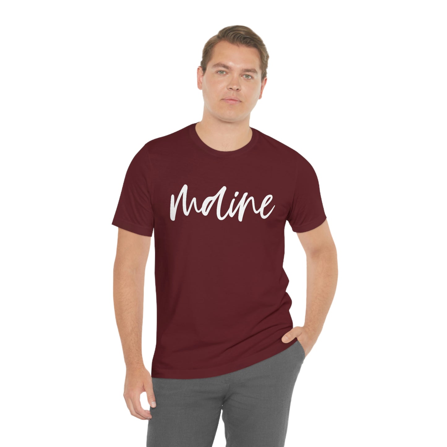 Maine White Script Short Sleeve T-shirt