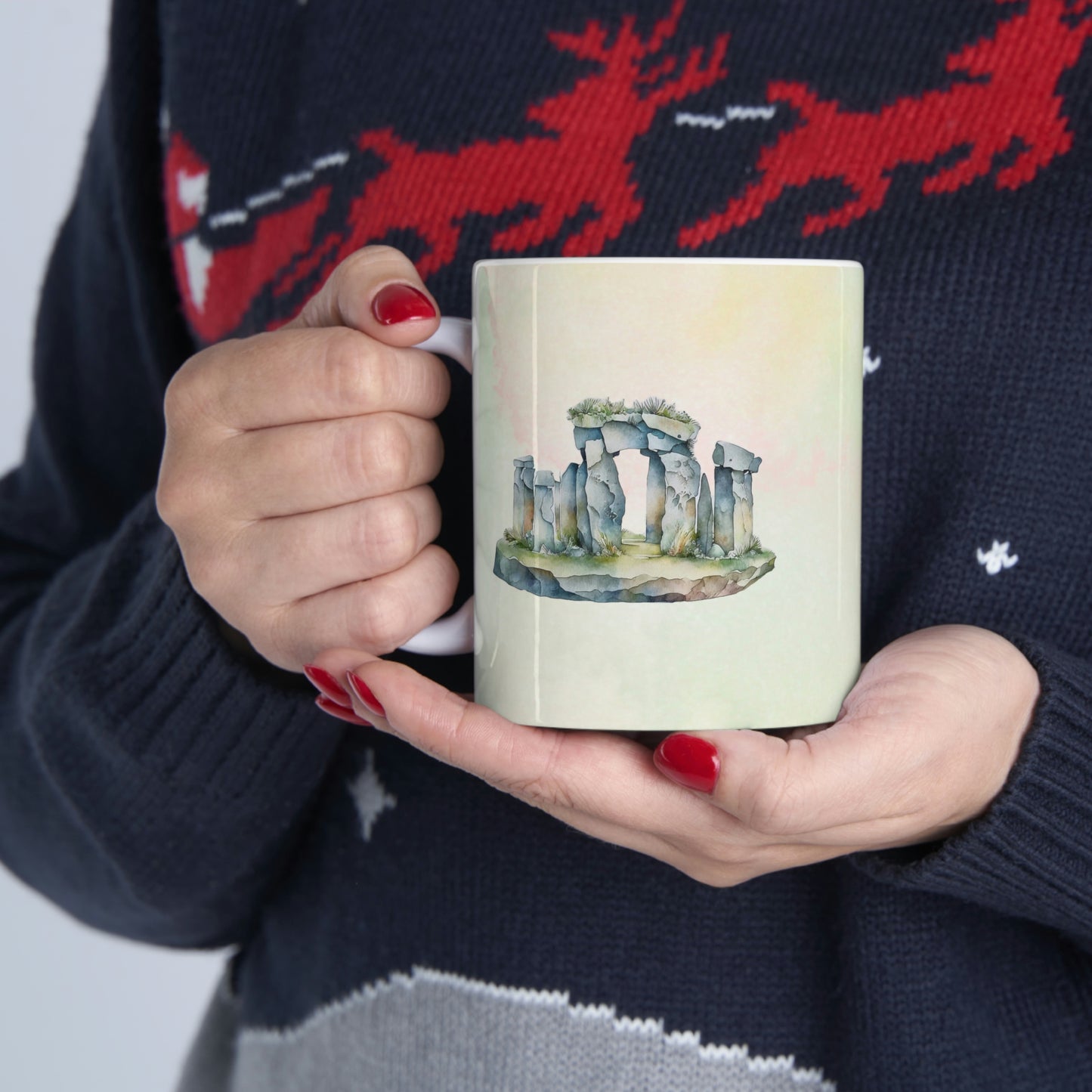 Standing Stones Watercolor Ceramic Mug 11oz
