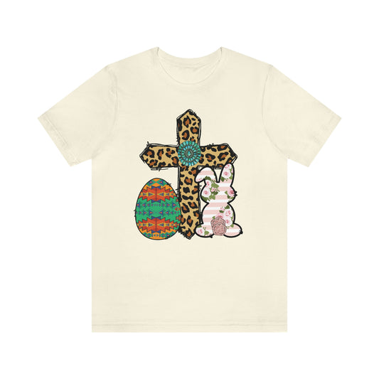 Cross Bunny Egg Easter Spring Print Unisex Jersey Short Sleeve Tee