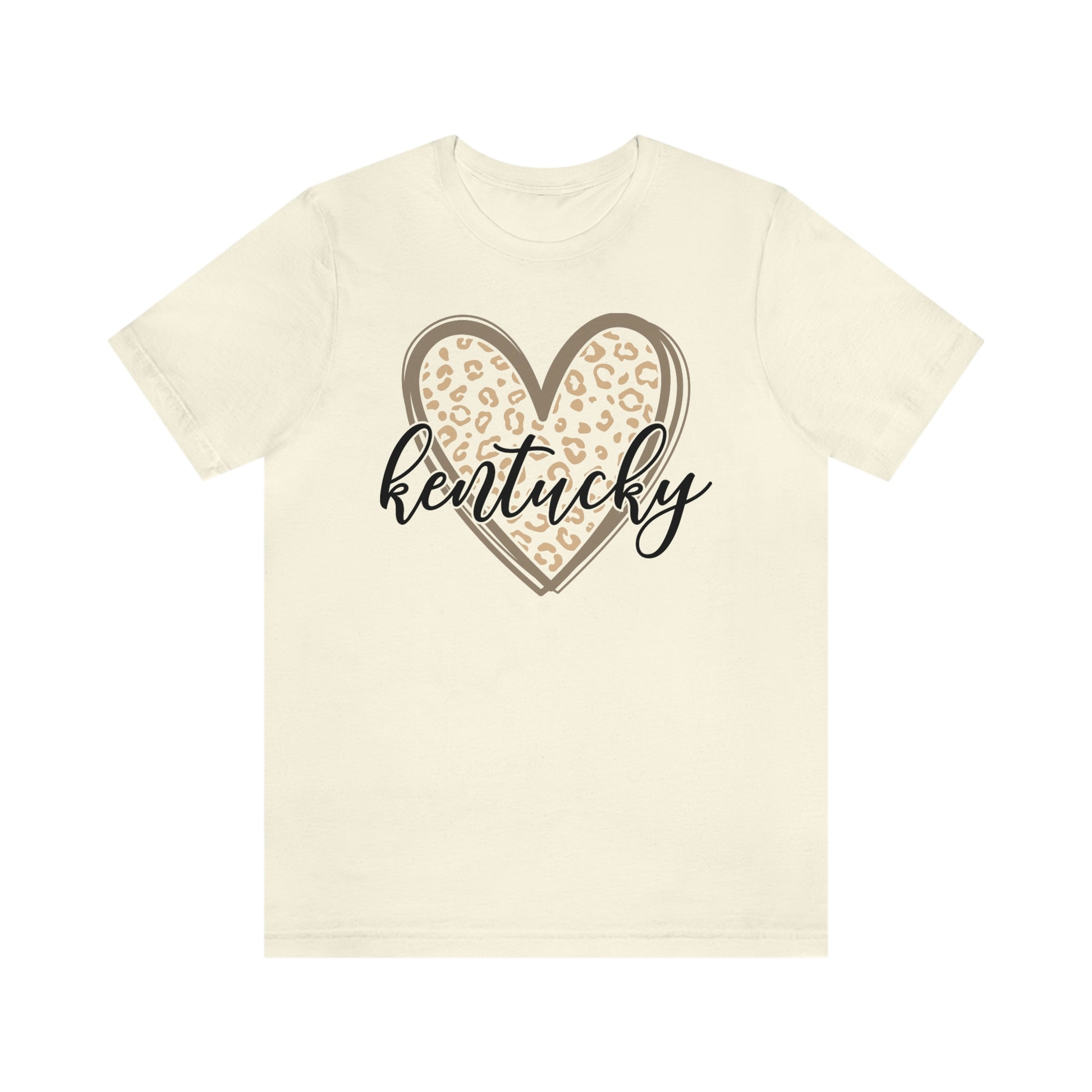 Kentucky Gold Leopard Heart Black Script Short Sleeve T-shirt