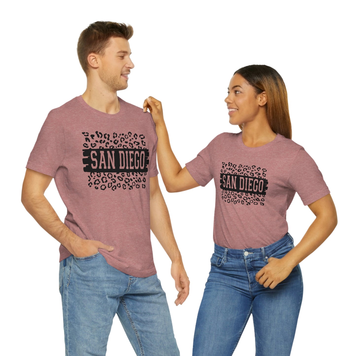 San Diego California Leopard Print Unisex Jersey Short Sleeve Tee Tshirt T-shirt