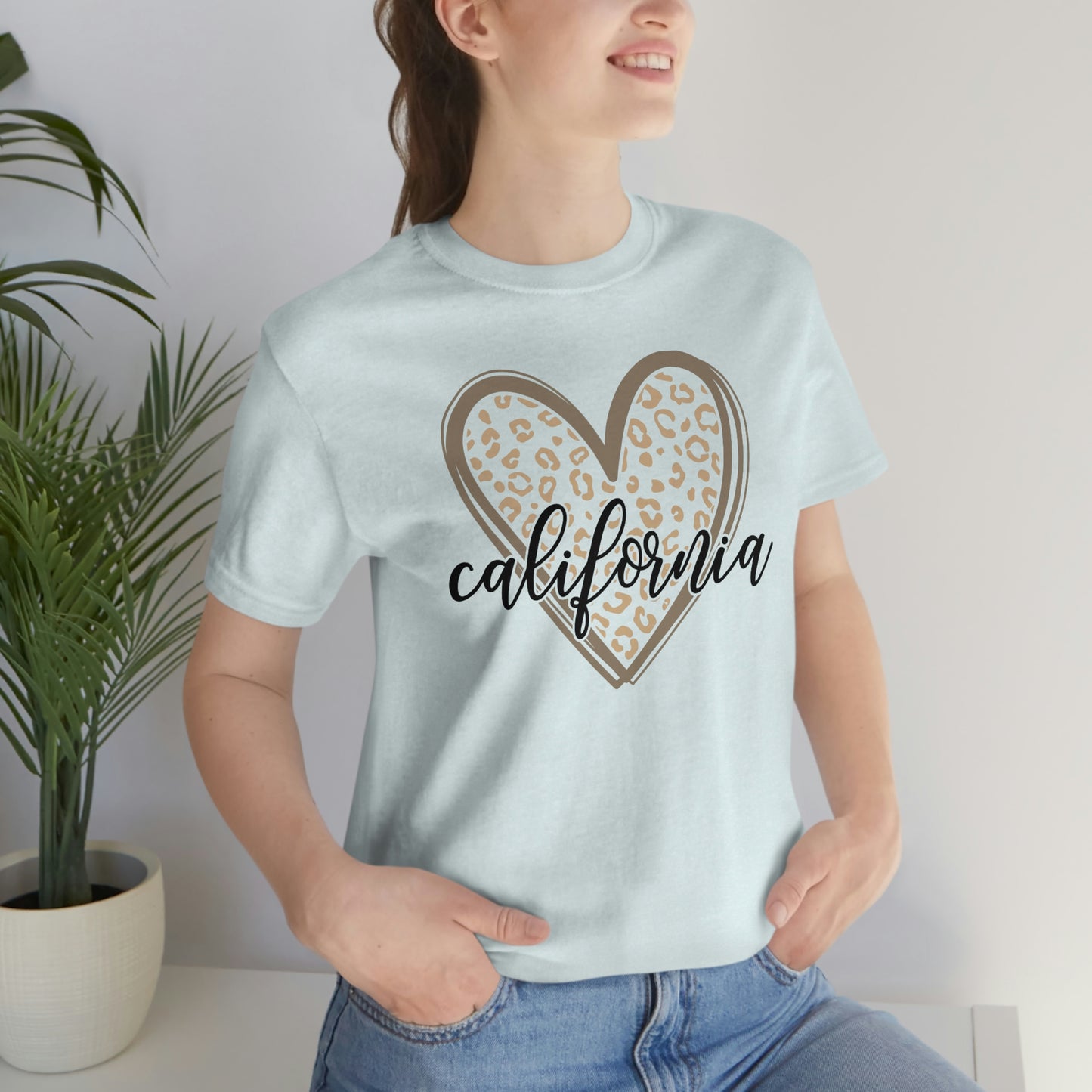 California Heart Gold Leopard Unisex Jersey Short Sleeve Tee Tshirt T-shirt