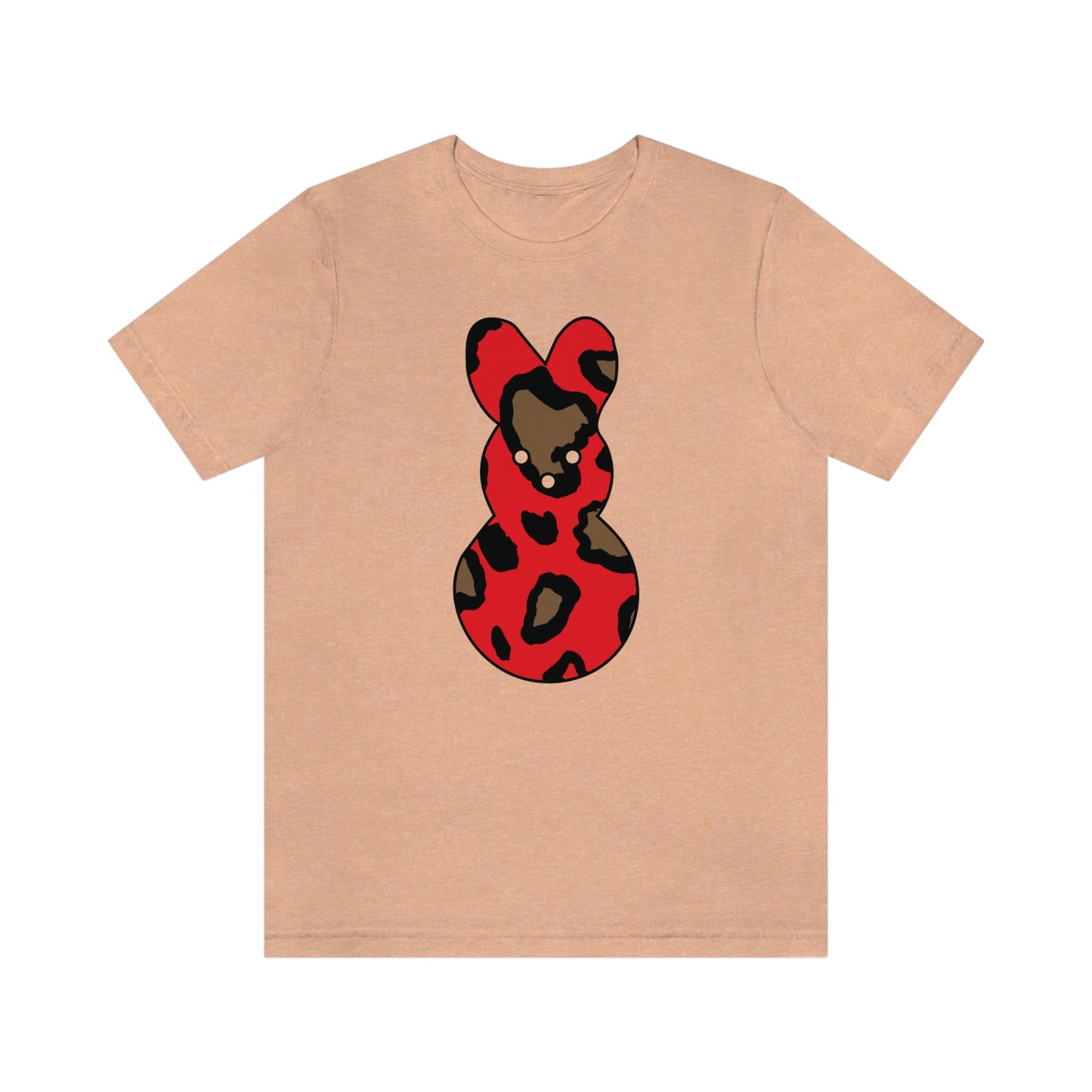 Red Leopard Print Bunny Easter Spring Print Unisex Jersey Short Sleeve Tee