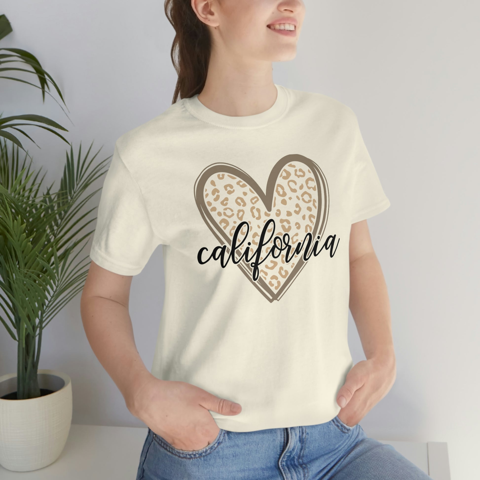 California Heart Gold Leopard Unisex Jersey Short Sleeve Tee Tshirt T-shirt