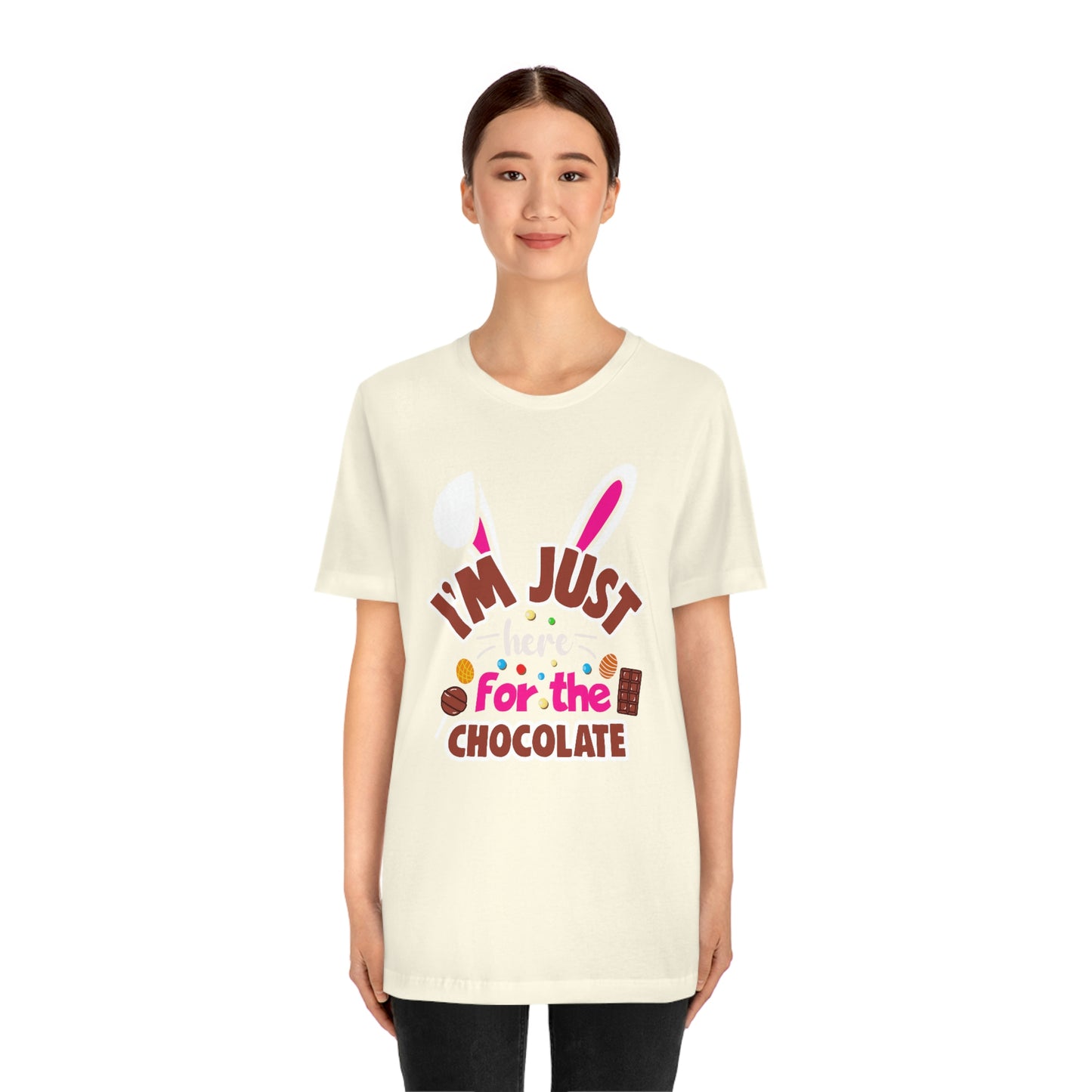 I'm Just Here for the Chocolate Unisex Jersey Short Sleeve Tee