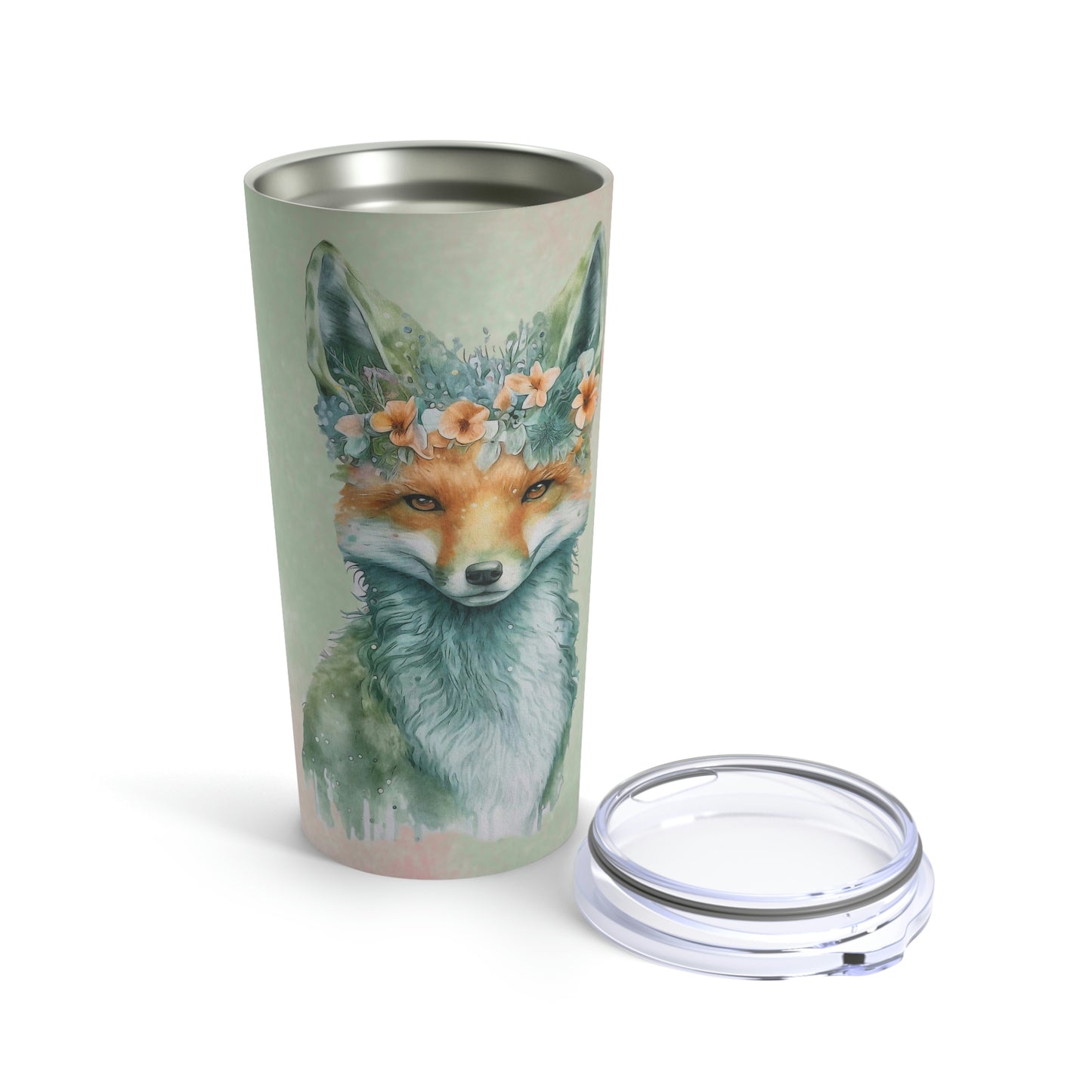 Fox Spring Flowers Watercolor Tumbler 20oz