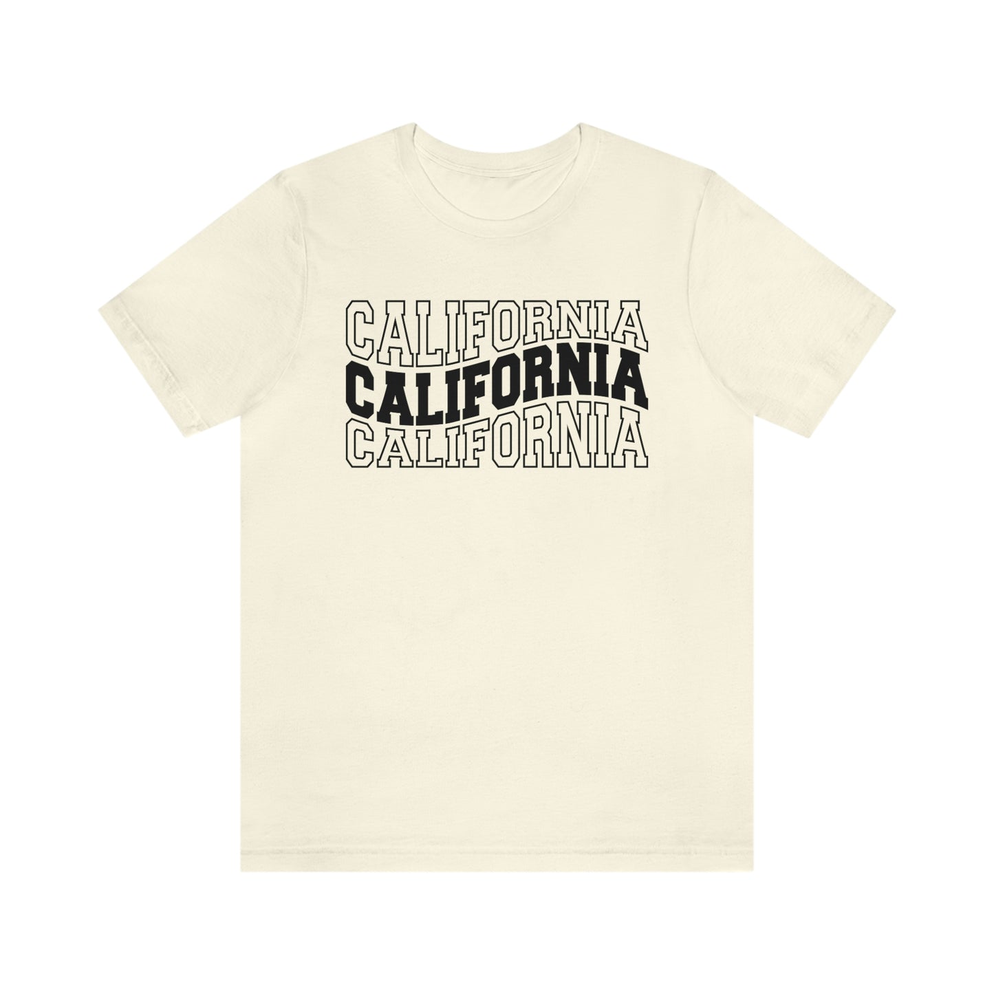 California Wavy Varsity Letters Unisex Jersey Short Sleeve Tee Tshirt T-shirt