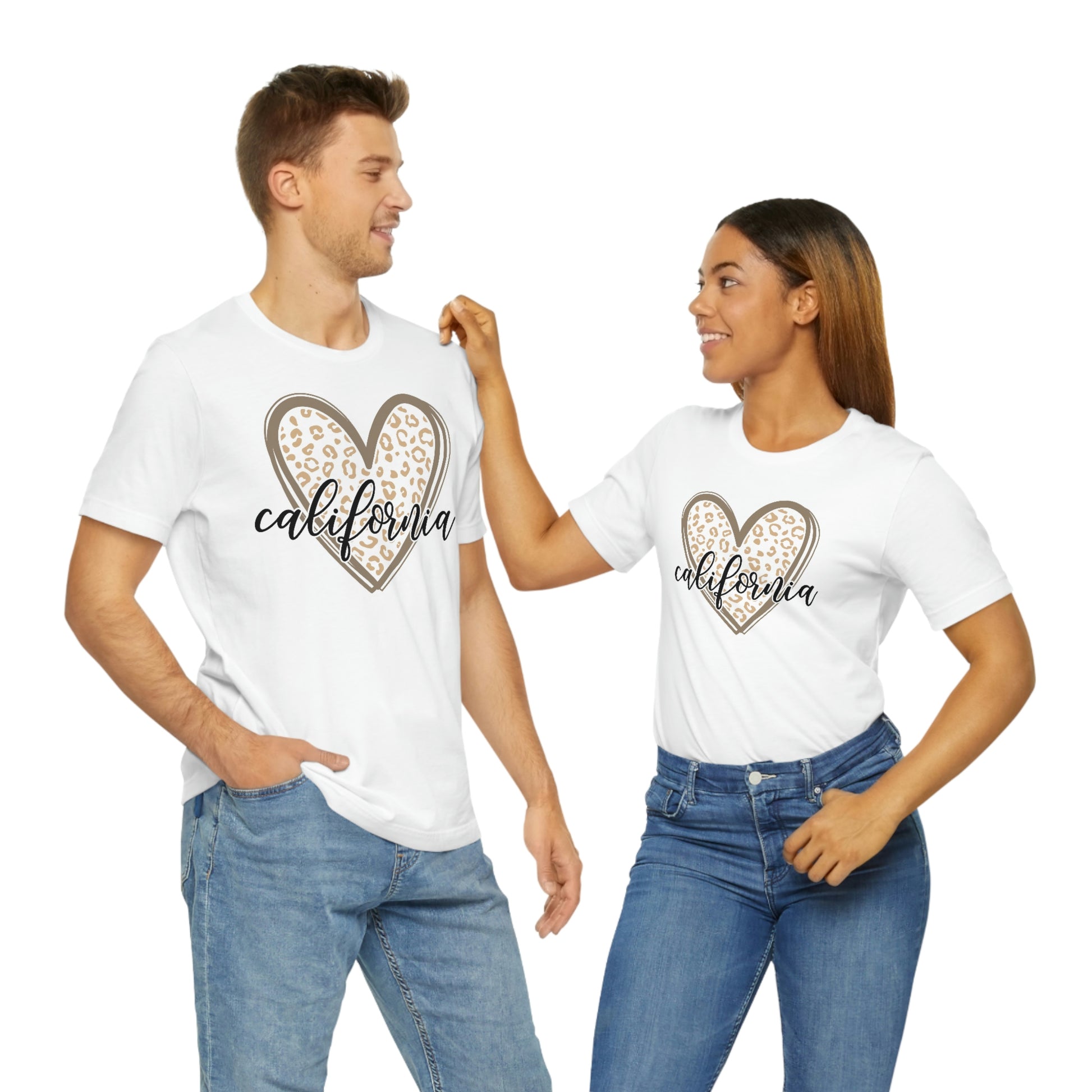 California Heart Gold Leopard Unisex Jersey Short Sleeve Tee Tshirt T-shirt