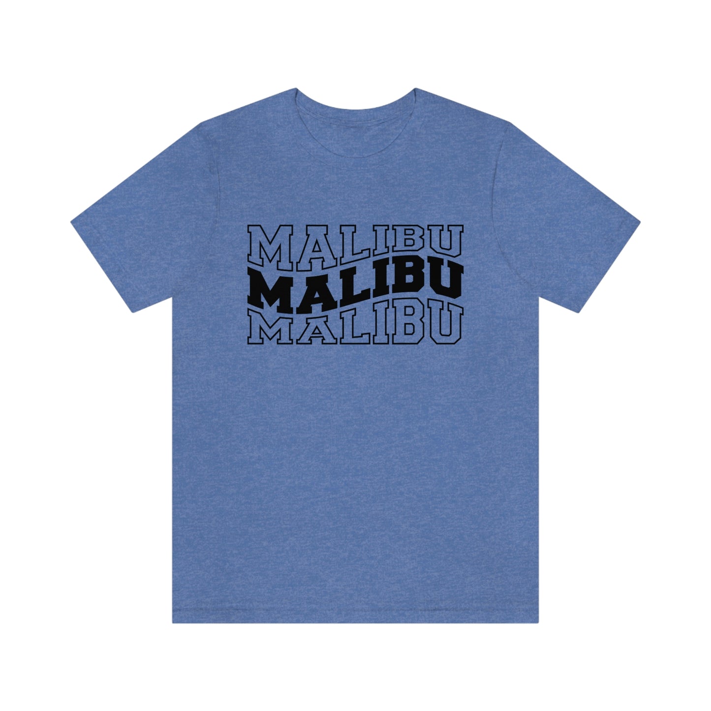 Malibu California Varsity Letters Wavy Unisex Jersey Short Sleeve Tee Tshirt T-shirt