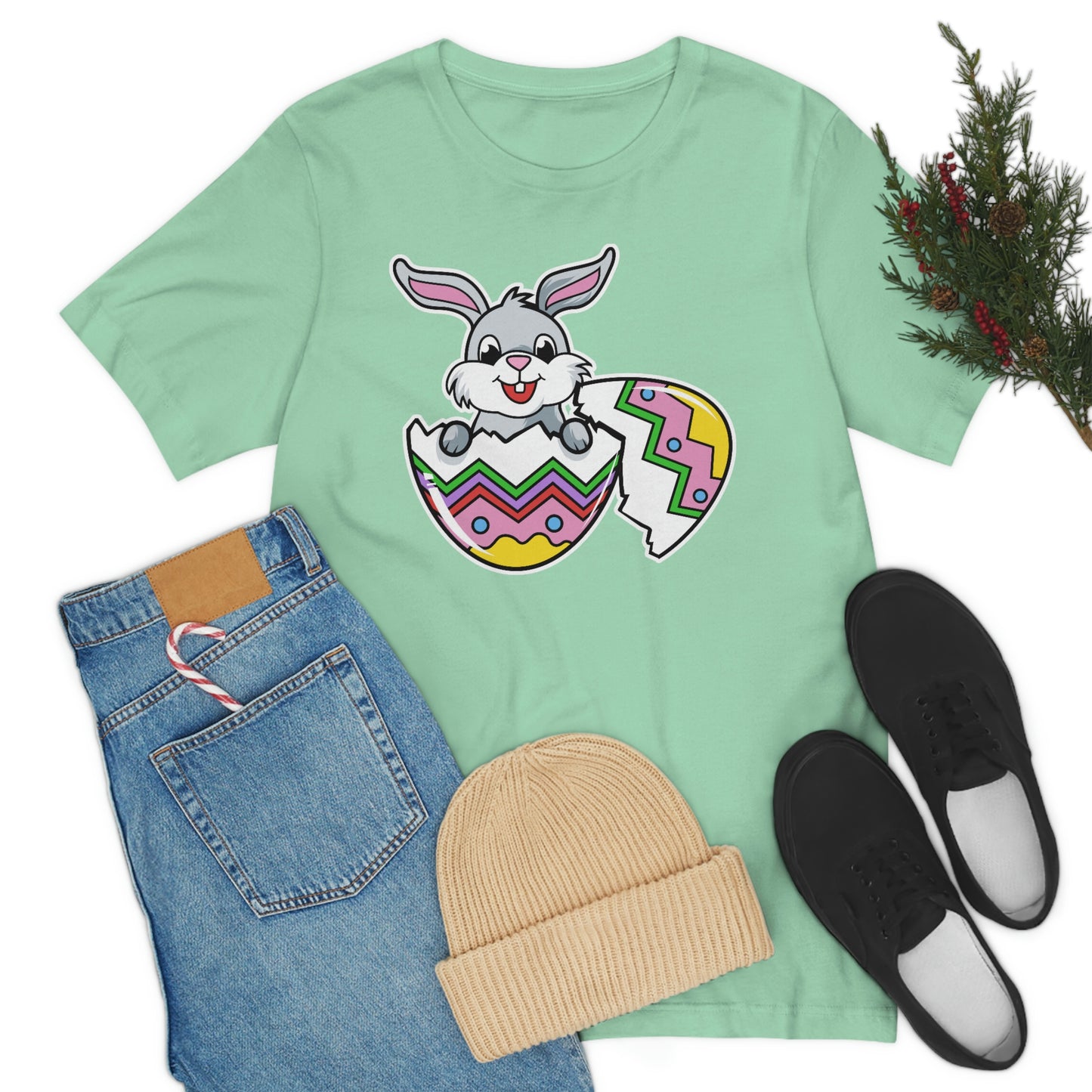 Bunny in Egg Spring Easter Unisex Jersey Short Sleeve Tee