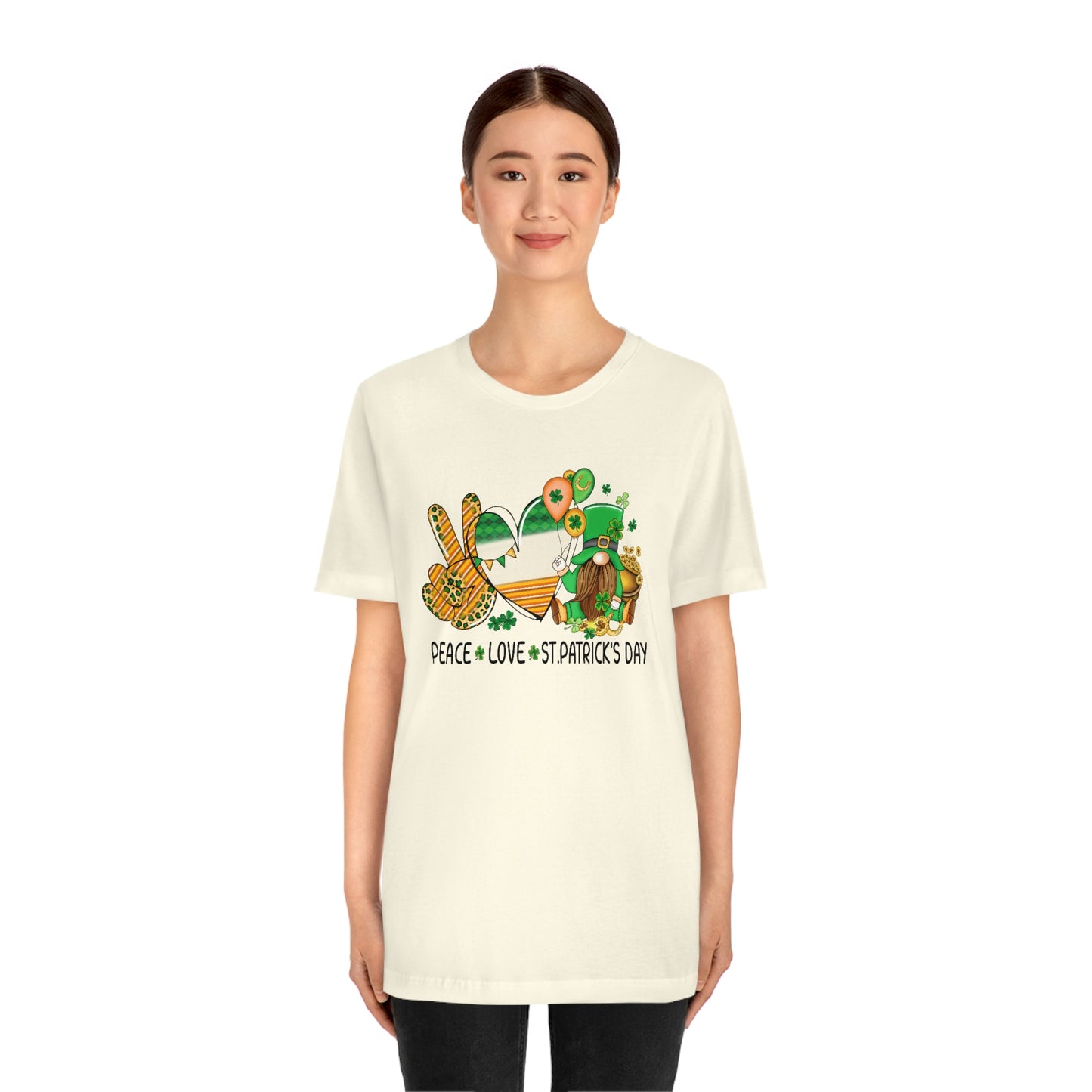 Peace Love St. Patrick's Day Unisex Jersey Short Sleeve Tee