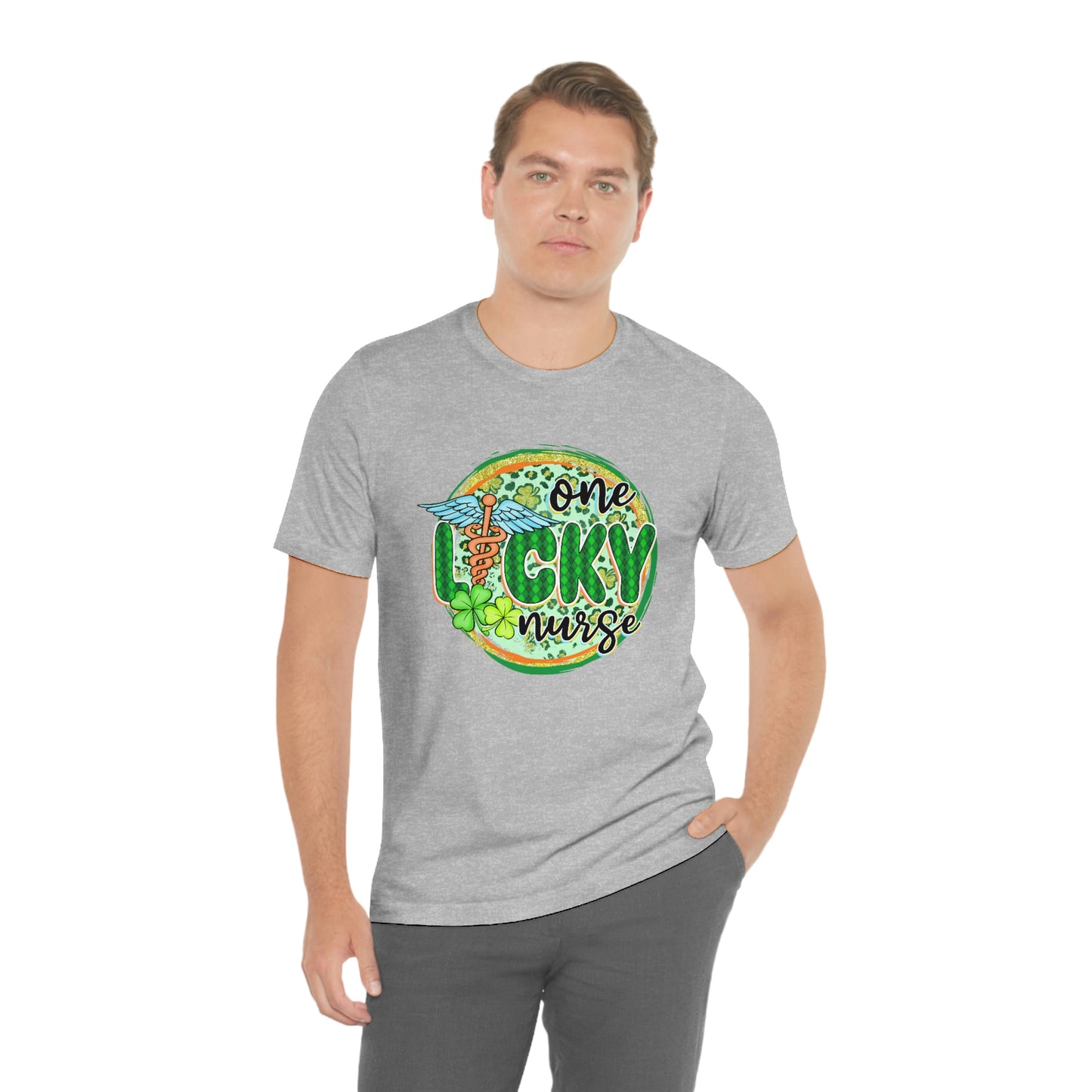 One Lucky Nurse Caduceus St. Patrick's Day Unisex Jersey Short Sleeve Tee