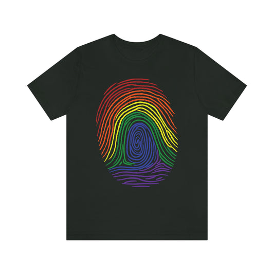 Fingerprint Rainbow Colors  LGBTQIA Unisex Jersey Short Sleeve Tee