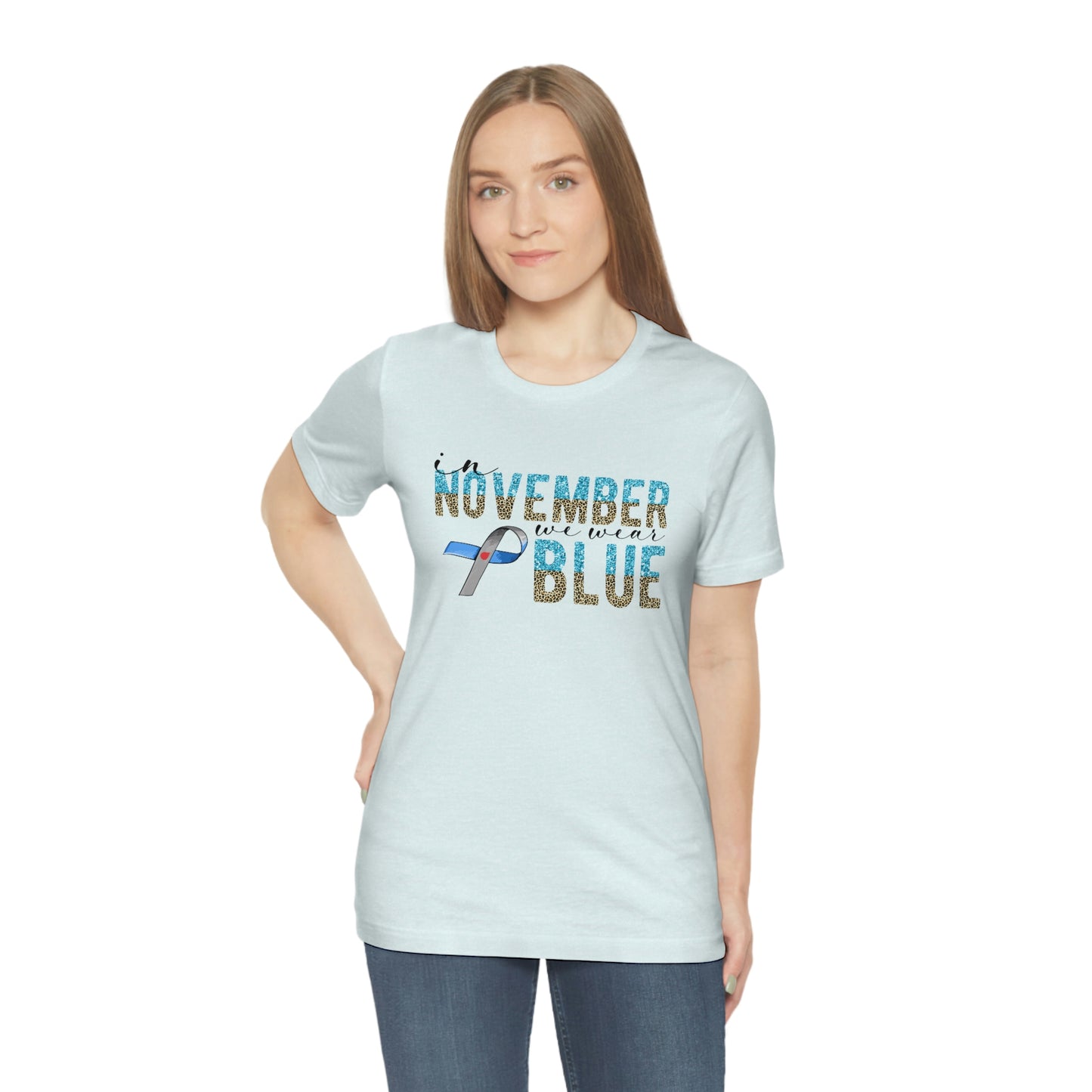 In November We Wear Blue Diabetes Awareness Print Unisex Jersey Short Sleeve Tee