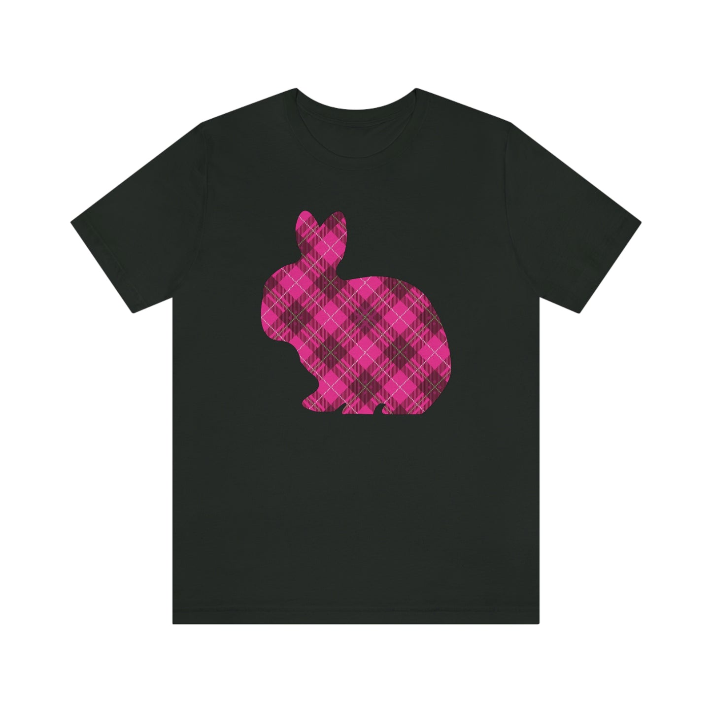 Pink Plaid Bunny Spring Easter Unisex Jersey Short Sleeve Tee