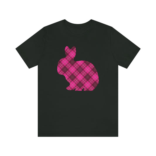Pink Plaid Bunny Spring Easter Unisex Jersey Short Sleeve Tee