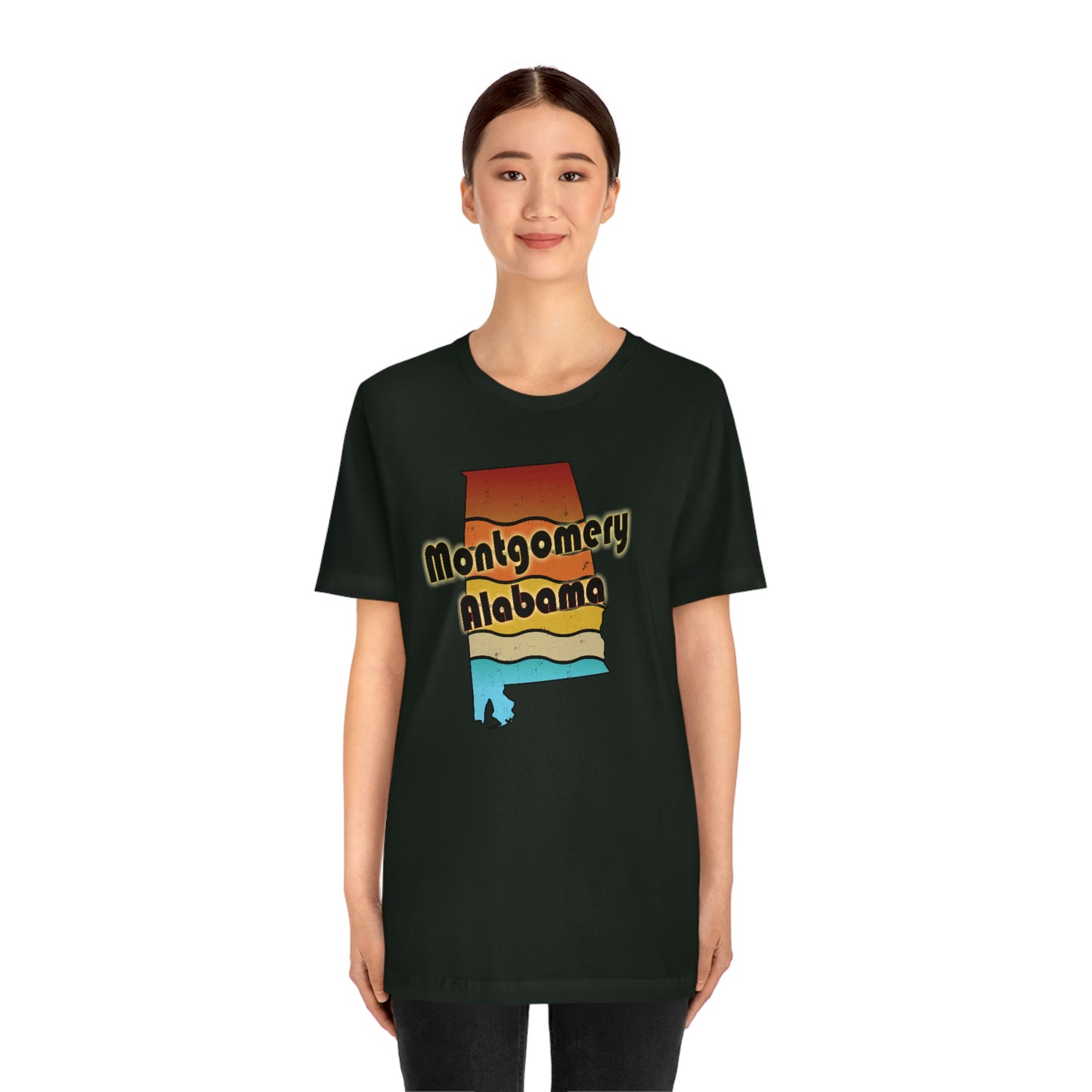 Montgomery Alabama Retro Sunset Unisex Jersey Short Sleeve T-shirt