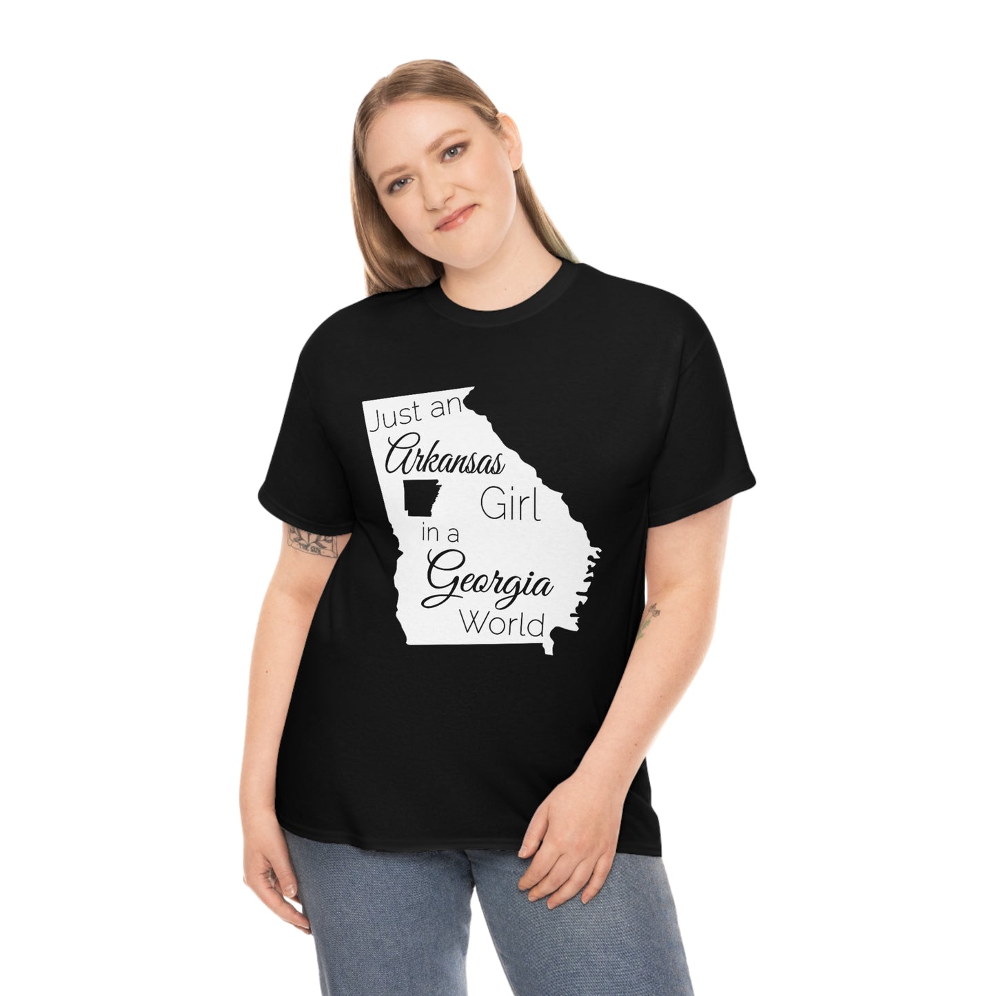 Just an Arkansas Girl in a Georgia World Unisex Heavy Cotton Tee