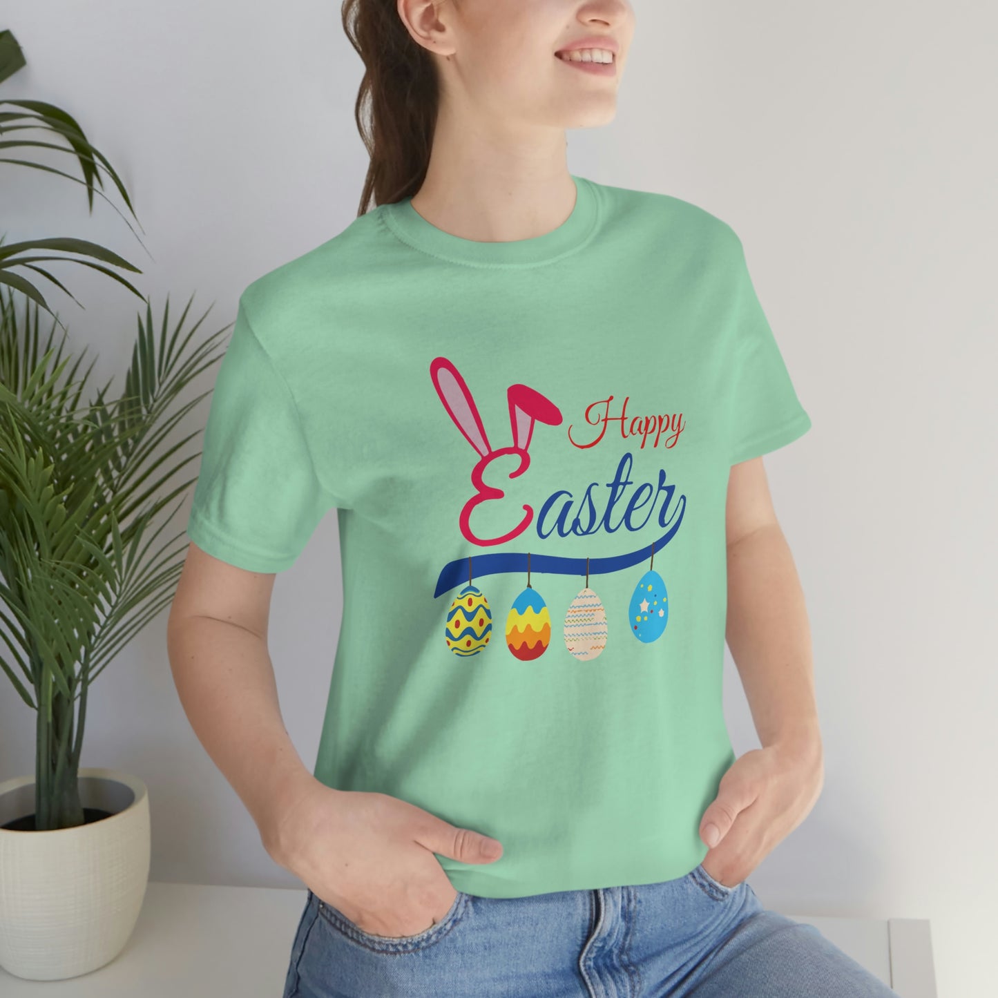 Egg Ornaments Happy Easter Unisex Jersey Short Sleeve Tee