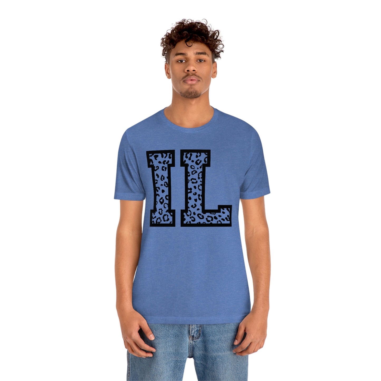 Illinois IL Leopard Print Letters Short Sleeve T-shirt