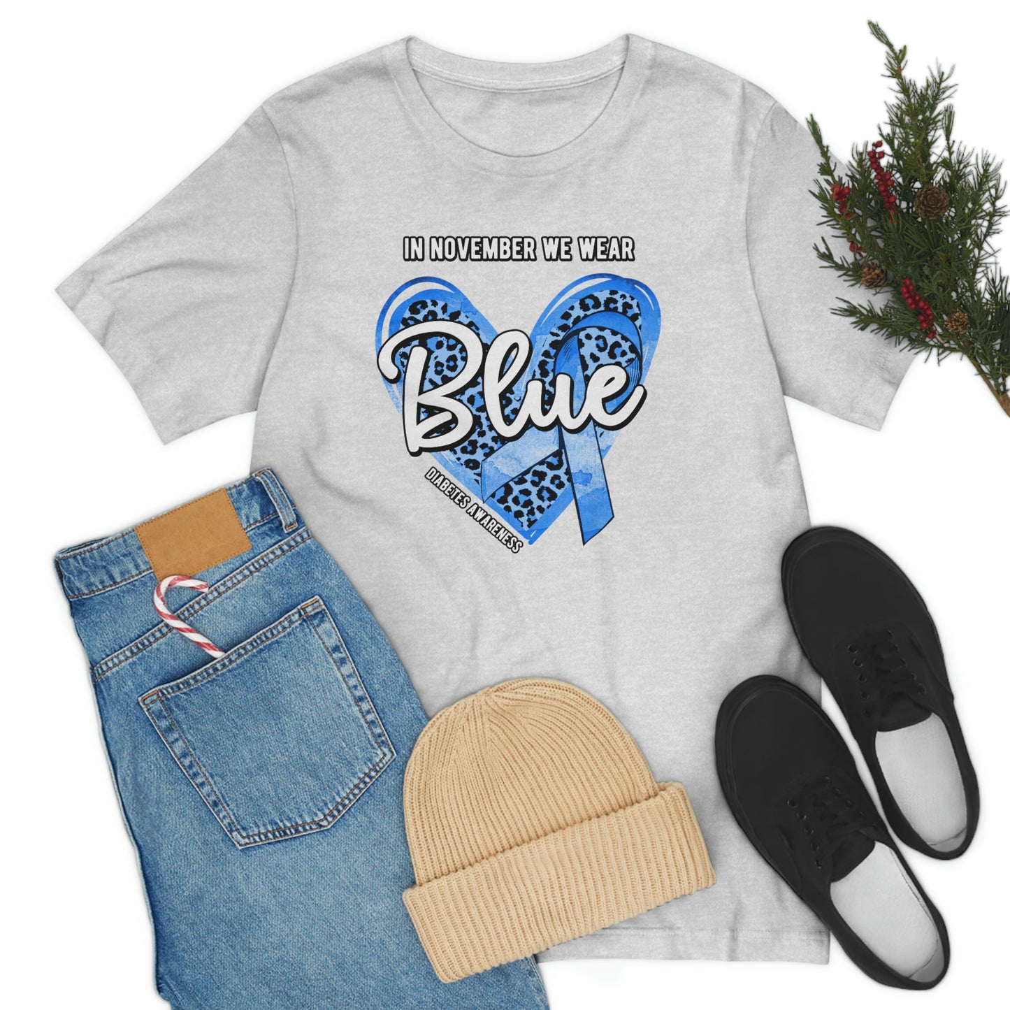 In November We Wear Blue Diabetes Awareness Print Unisex Jersey Short Sleeve Tee
