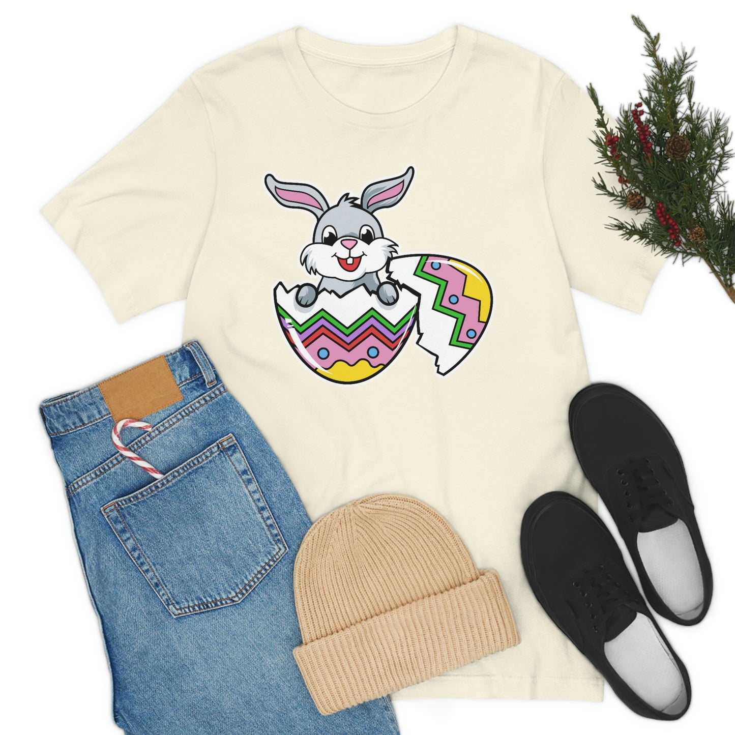 Bunny in Egg Spring Easter Unisex Jersey Short Sleeve Tee