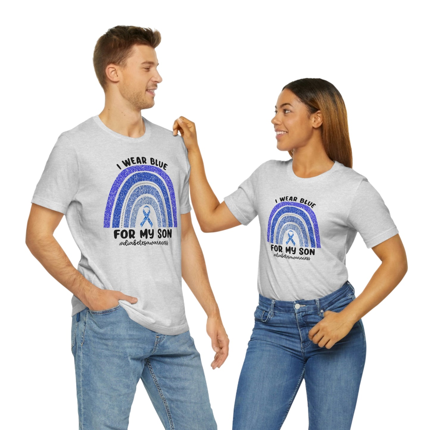 I Wear Blue For My Son Diabetes Awareness Print Unisex Jersey Short Sleeve Tee