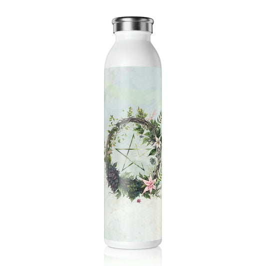 Flowers Pentagram Watercolor Slim Water Bottle