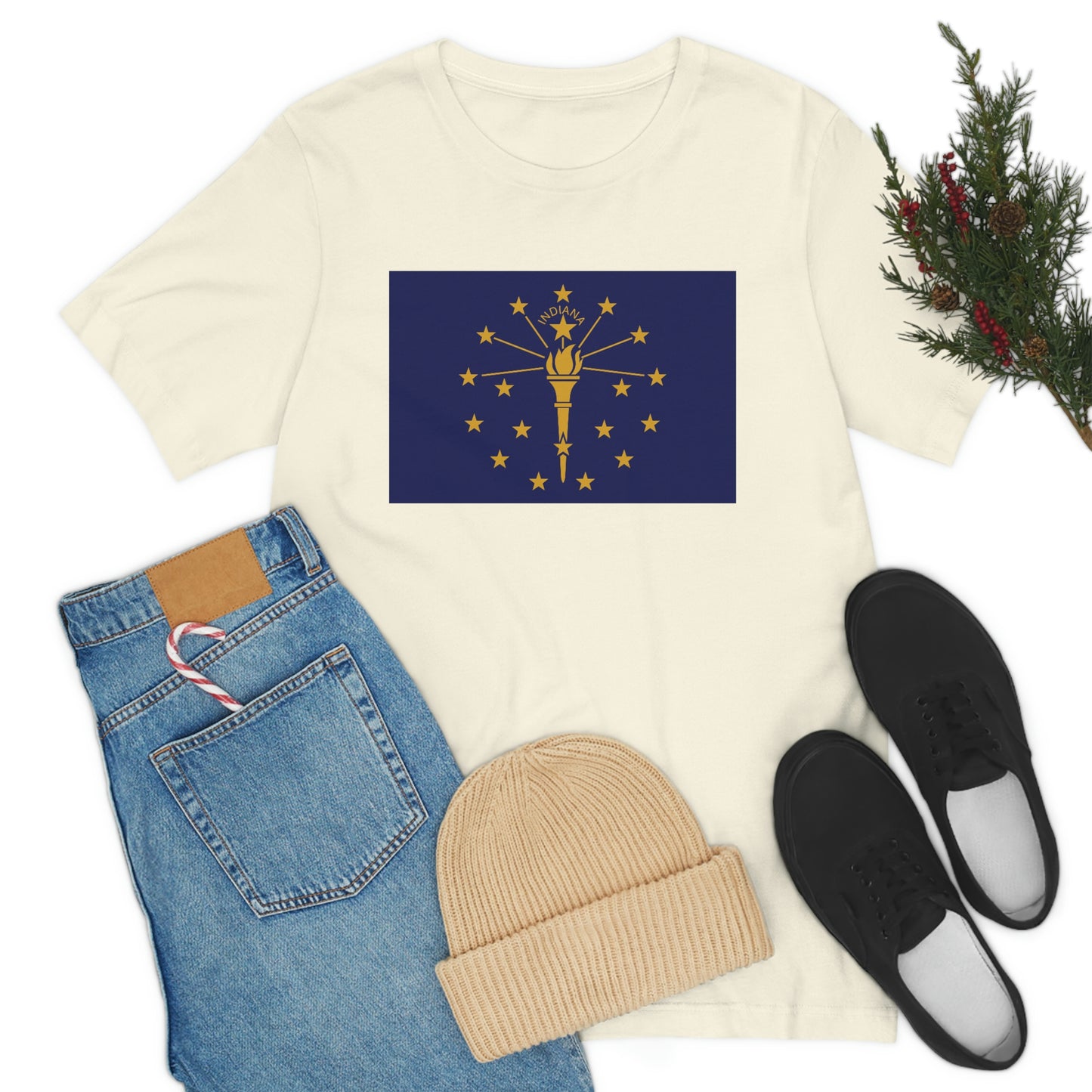 Indiana Flag Unisex Jersey Short Sleeve Tee Tshirt T-shirt