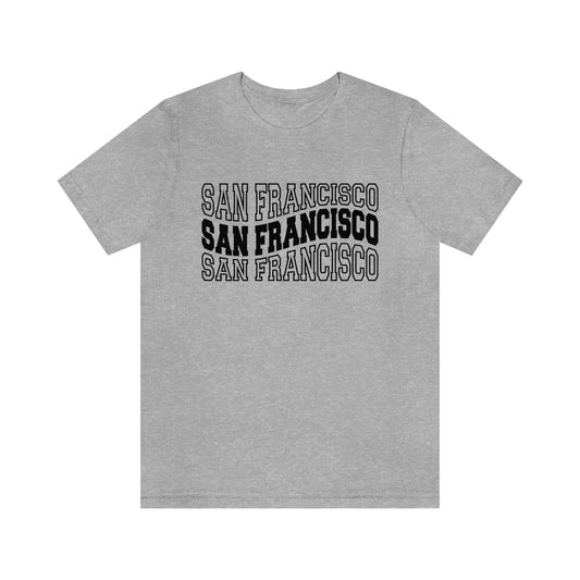 San Franciso California Varsity Letters Wavy Unisex Jersey Short Sleeve Tee Tshirt T-shirt