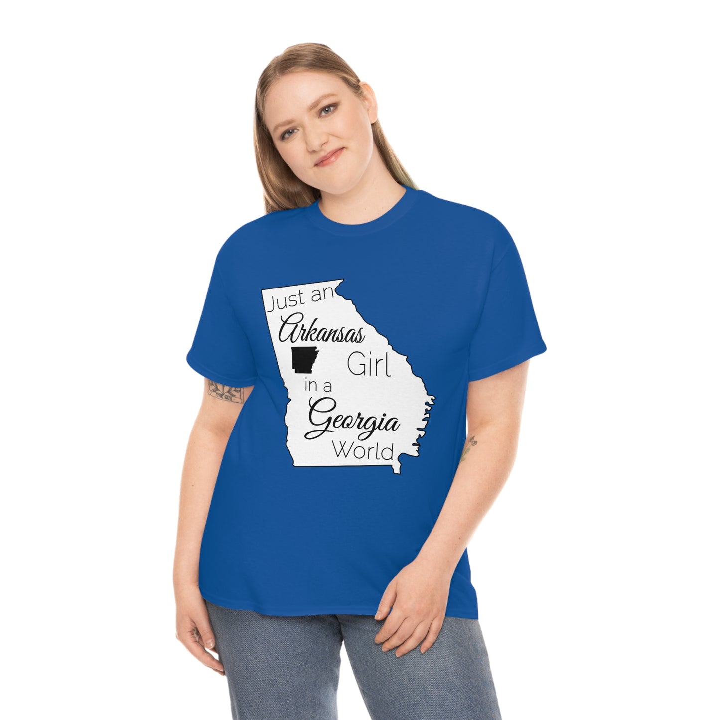 Just an Arkansas Girl in a Georgia World Unisex Heavy Cotton Tee