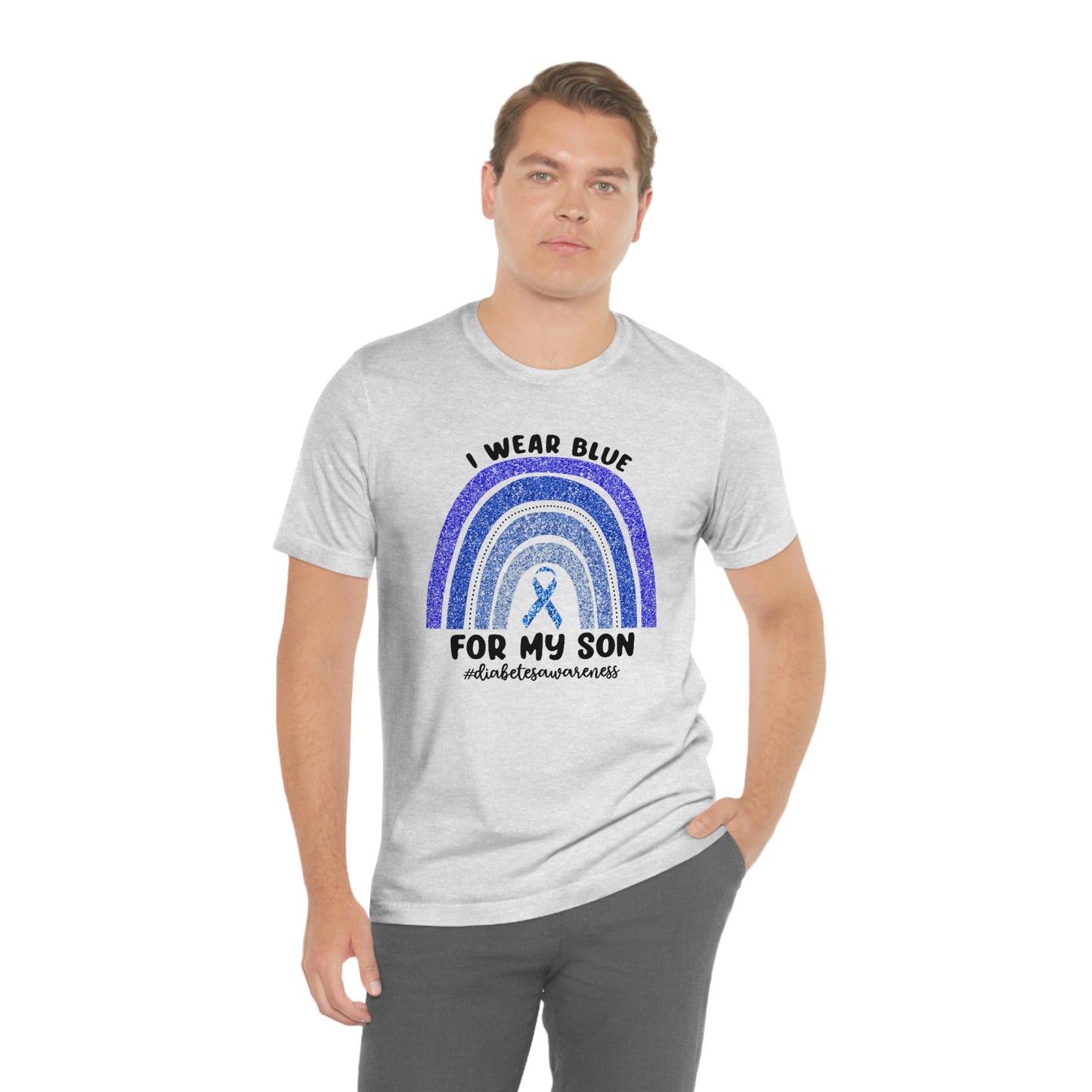 I Wear Blue For My Son Diabetes Awareness Print Unisex Jersey Short Sleeve Tee