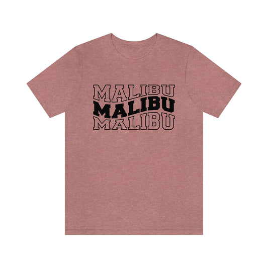 Malibu California Varsity Letters Wavy Unisex Jersey Short Sleeve Tee Tshirt T-shirt