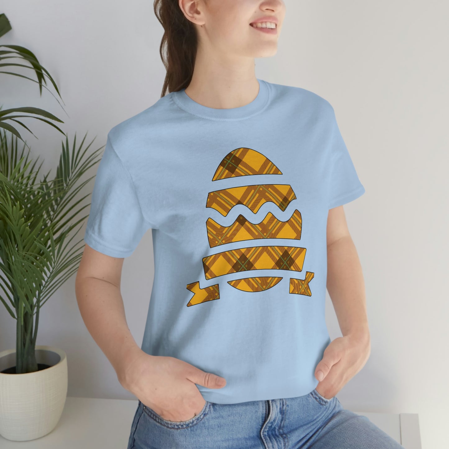 Plaid Egg Easter Spring Unisex Jersey Short Sleeve Tee