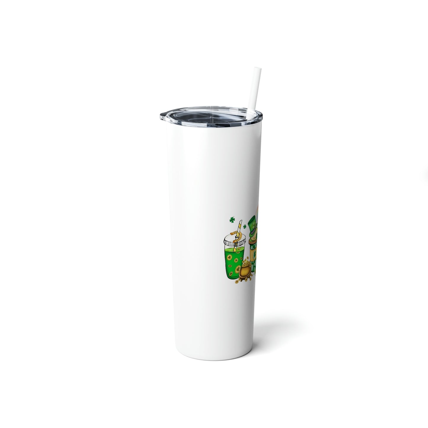 St. Patrick's Day Drinks Skinny Steel Tumbler with Straw, 20oz