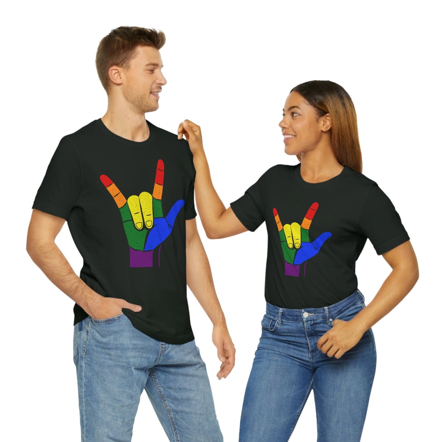 Hand Rainbow LGBTQIA Unisex Jersey Short Sleeve Tee